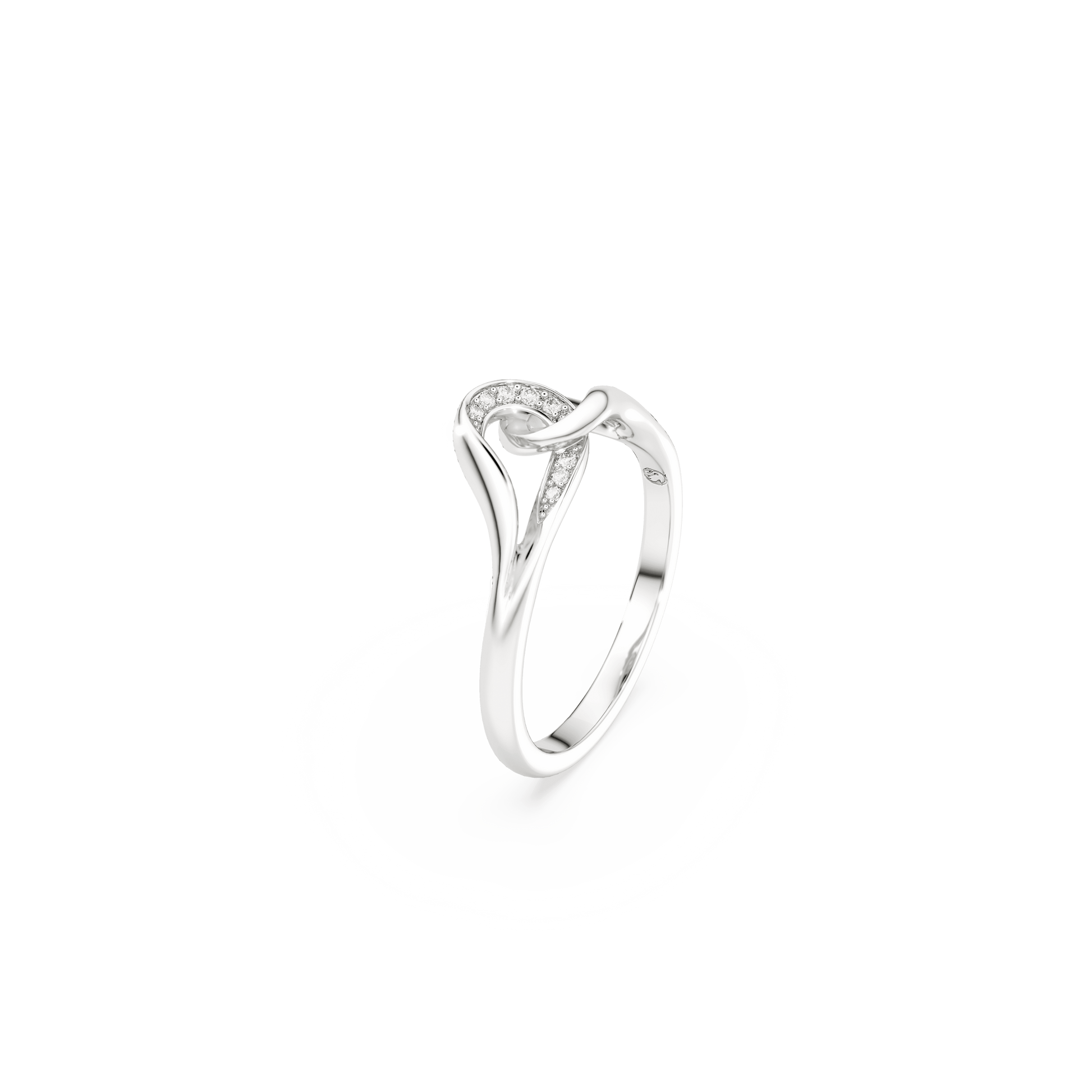 Swarovski Classica ring, Round cut, Interlocking, White, Sterling silver