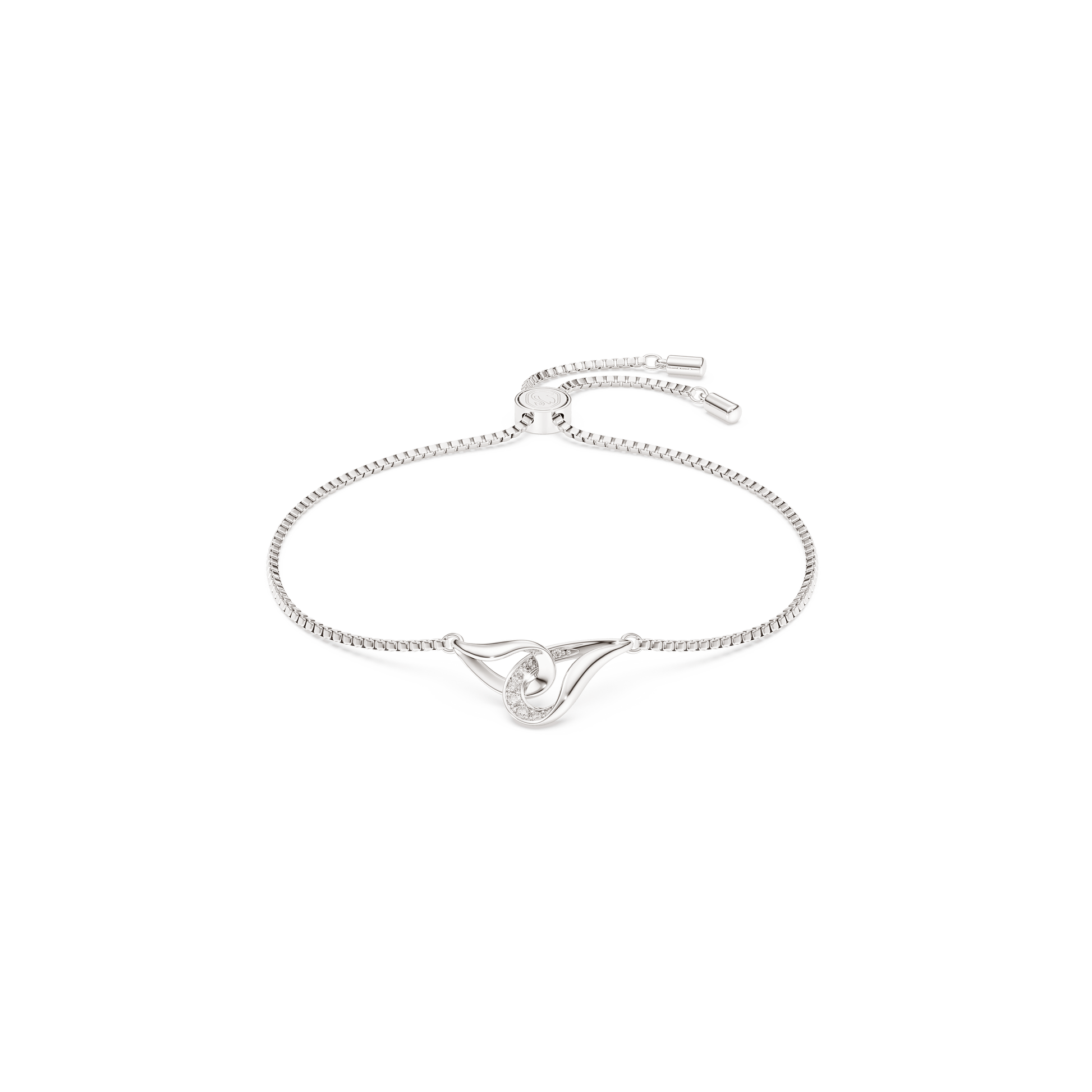 Swarovski Classica bracelet, Round cut, Interlocking, White, Sterling silver