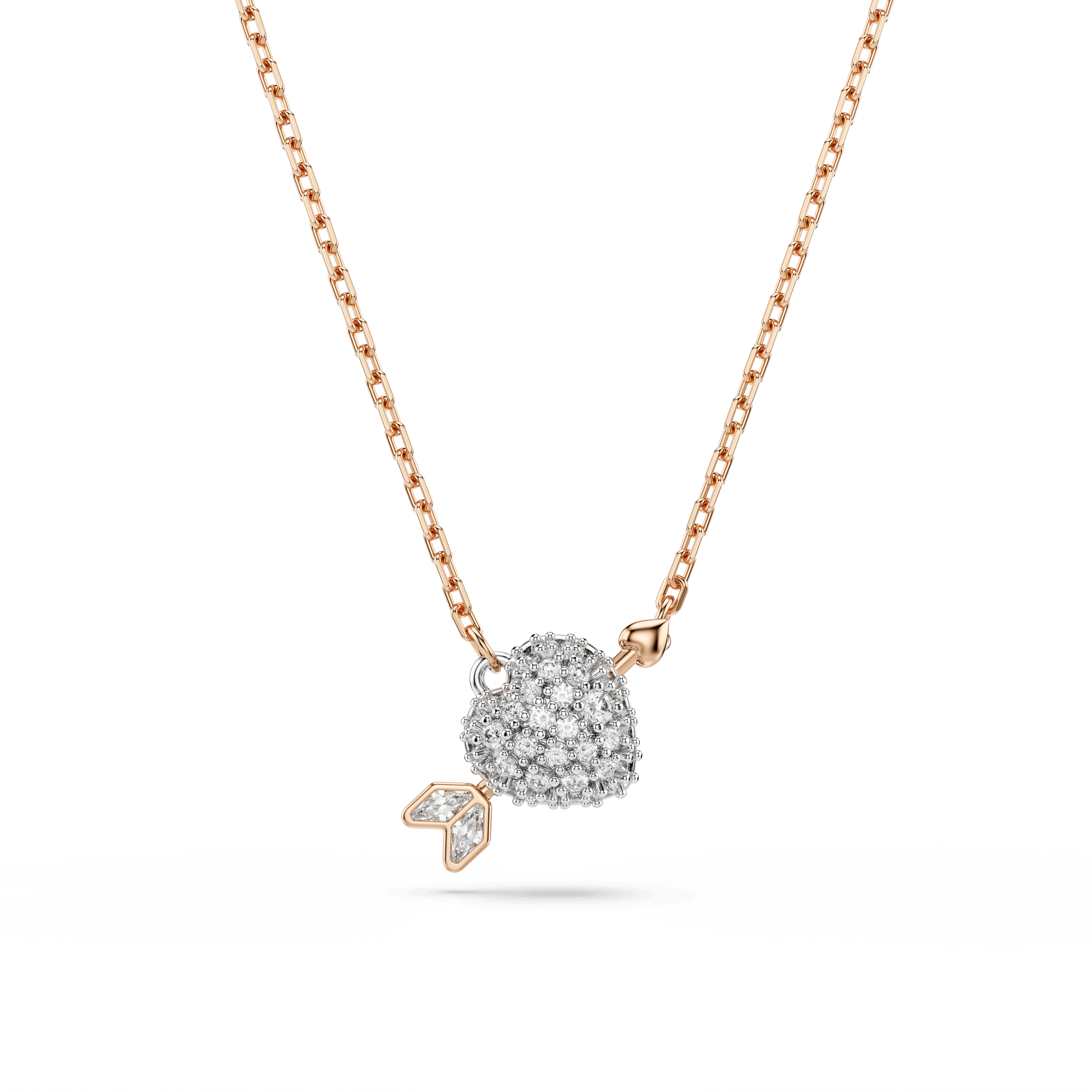 Idyllia set, Mixed cuts, Heart with arrow, White, 18K rose gold finish