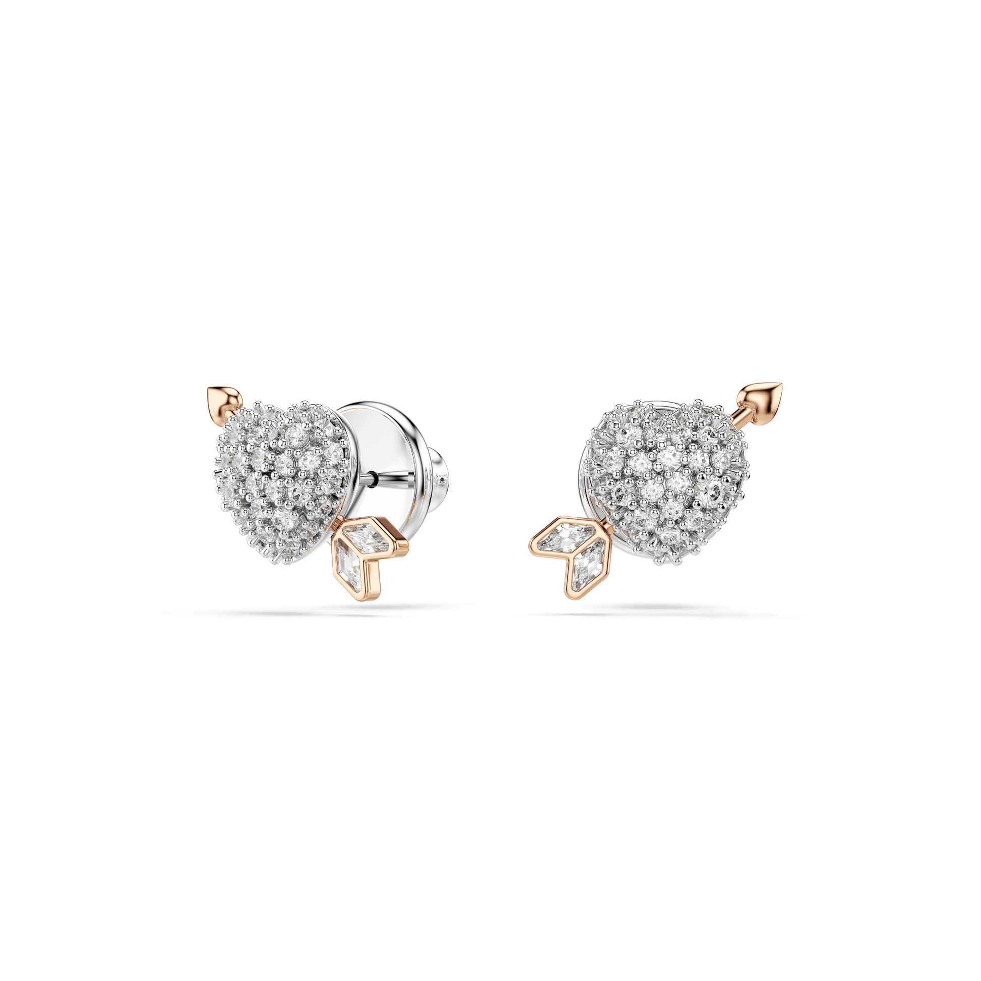 Idyllia set, Mixed cuts, Heart with arrow, White, 18K rose gold finish