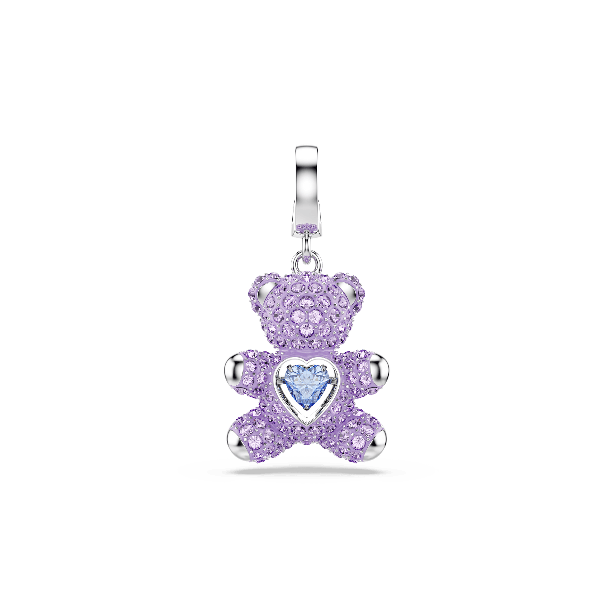Idyllia charm, Mixed cuts, Teddy, Purple, Rhodium plated