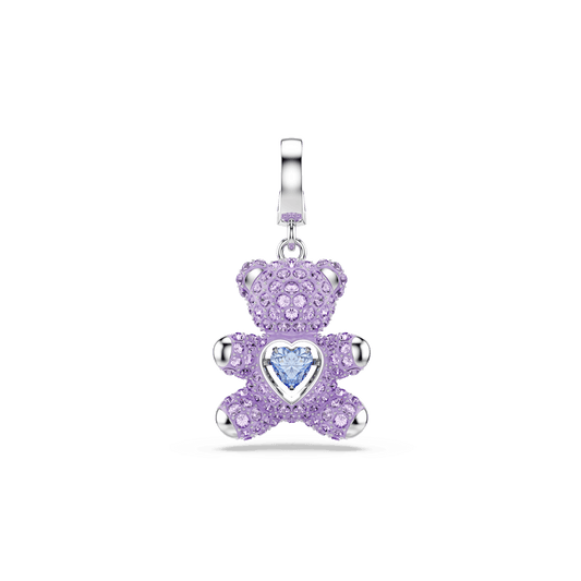 Idyllia charm, Mixed cuts, Teddy, Purple, Rhodium plated