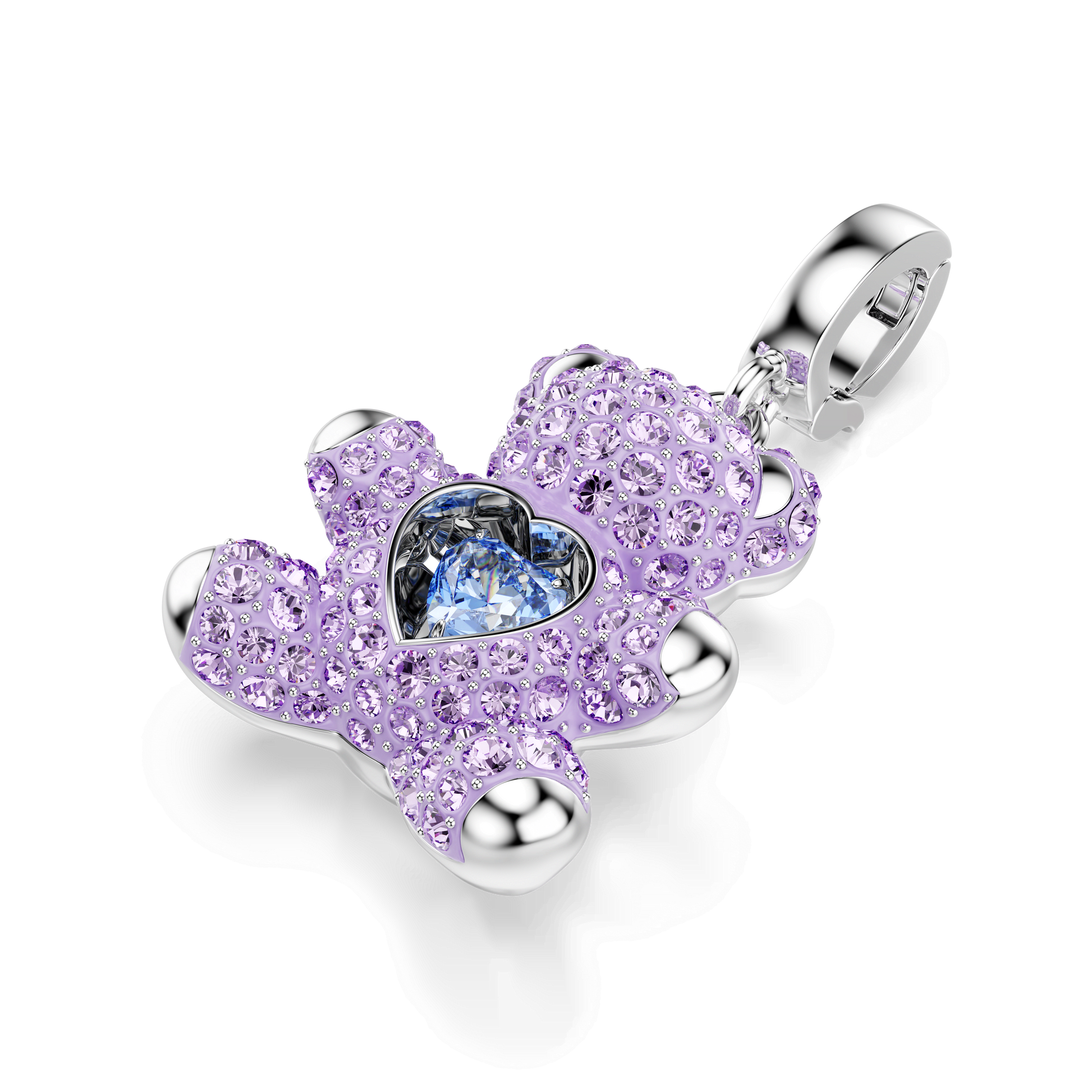 Idyllia charm, Mixed cuts, Teddy, Purple, Rhodium plated