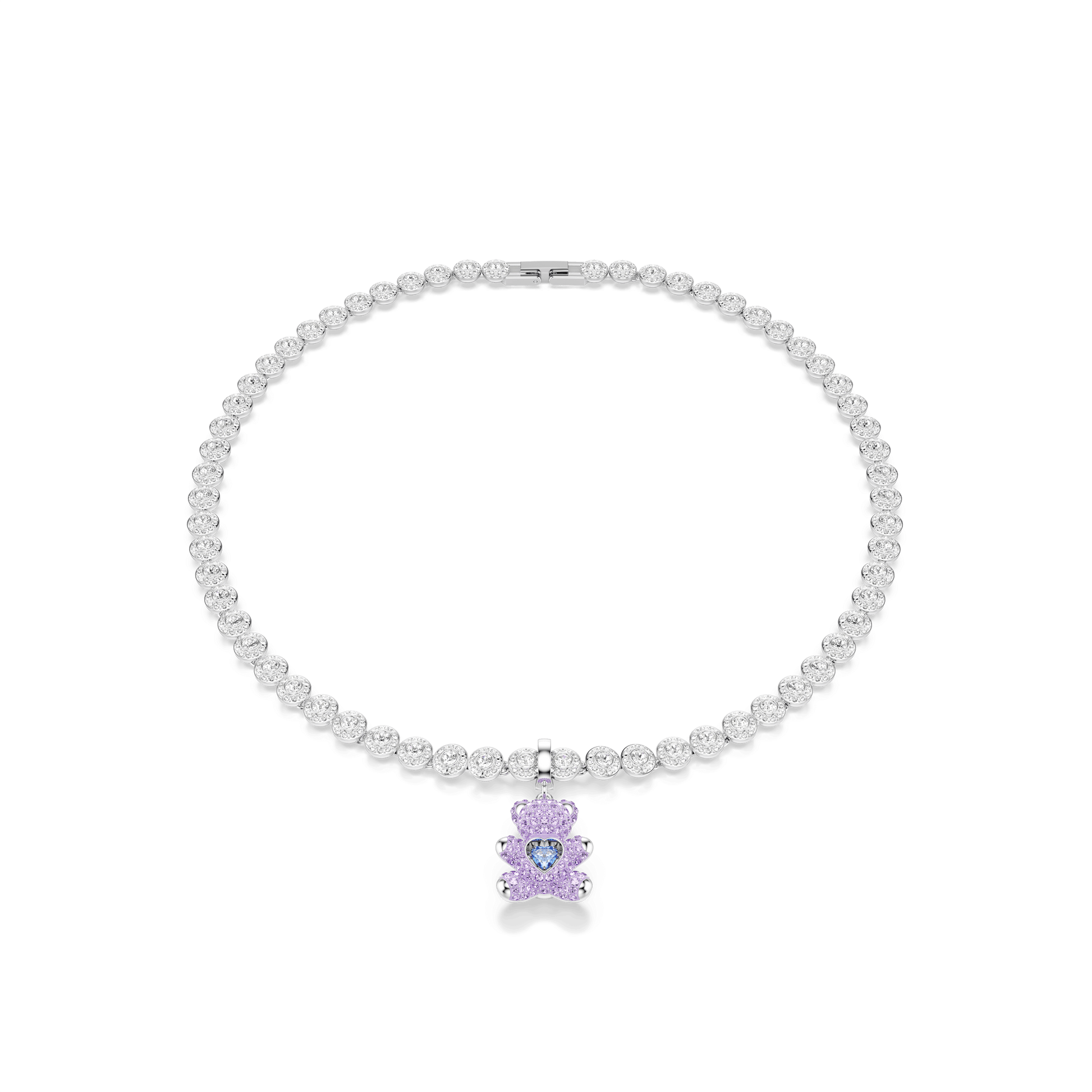 Idyllia charm, Mixed cuts, Teddy, Purple, Rhodium plated