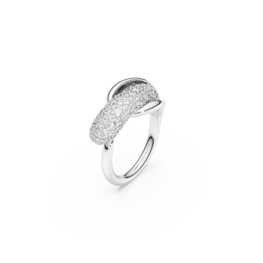 Swarovski Classica cocktail ring, Round cut, White, Sterling silver