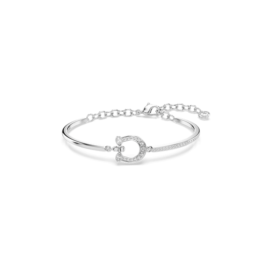 Symbolica bracelet, Pavé, Horse shoe, White, Rhodium plated