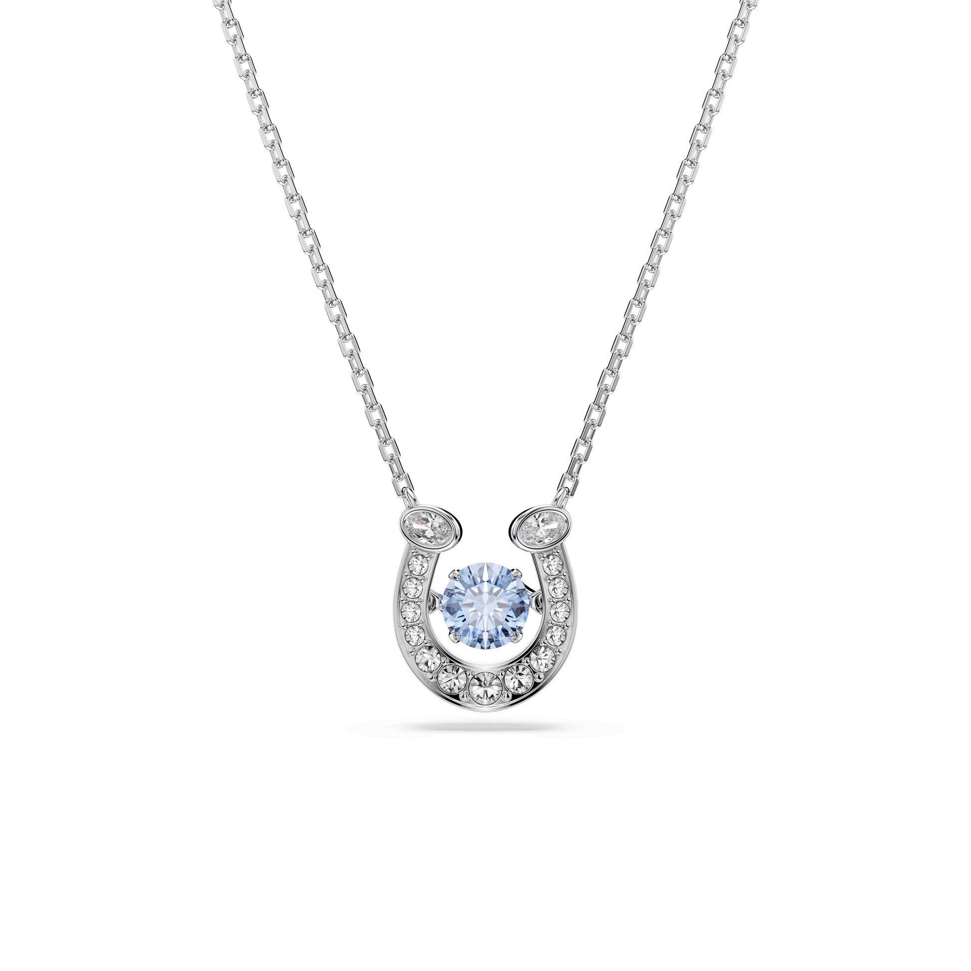 Symbolica pendant, Round cut, Pavé, Horse shoe, Blue, Rhodium plated