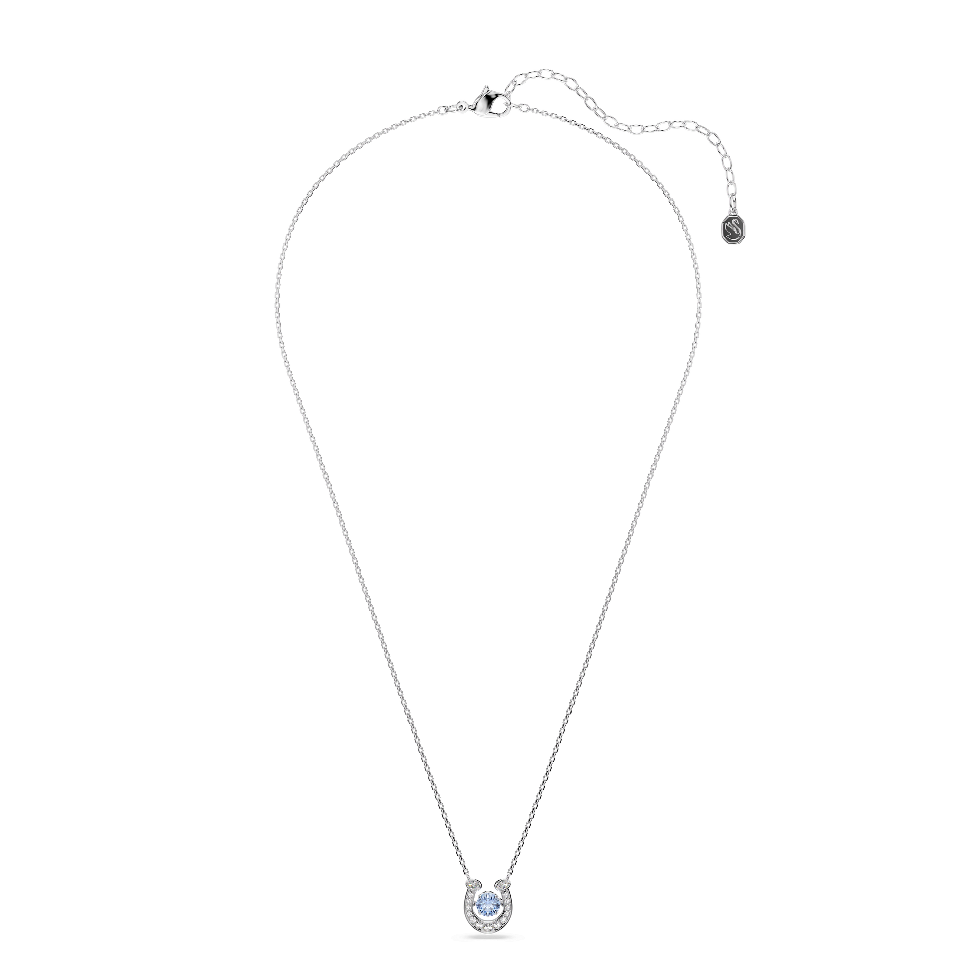 Symbolica pendant, Round cut, Pavé, Horse shoe, Blue, Rhodium plated