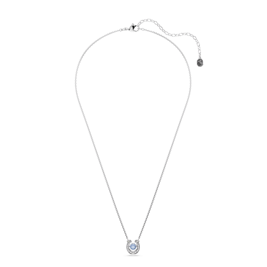 Symbolica pendant, Round cut, Pavé, Horse shoe, Blue, Rhodium plated