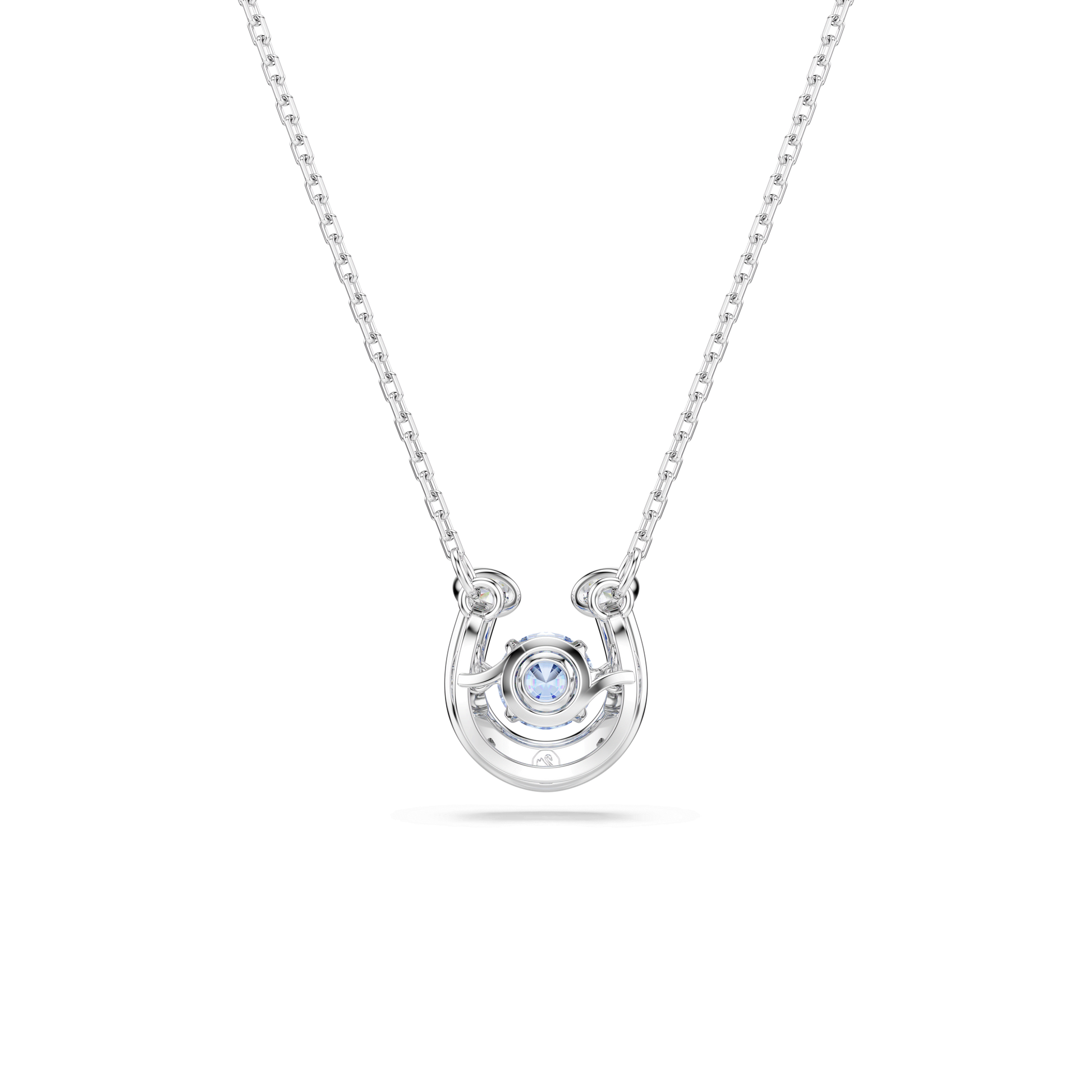 Symbolica pendant, Round cut, Pavé, Horse shoe, Blue, Rhodium plated