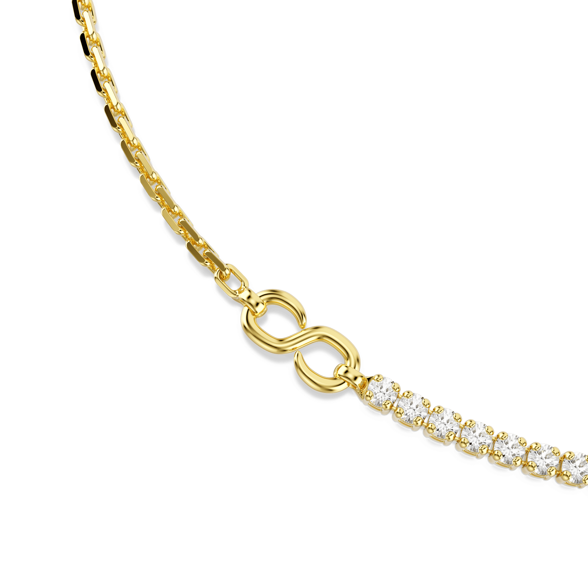 Matrix necklace, Round cut, White, 18K gold finish