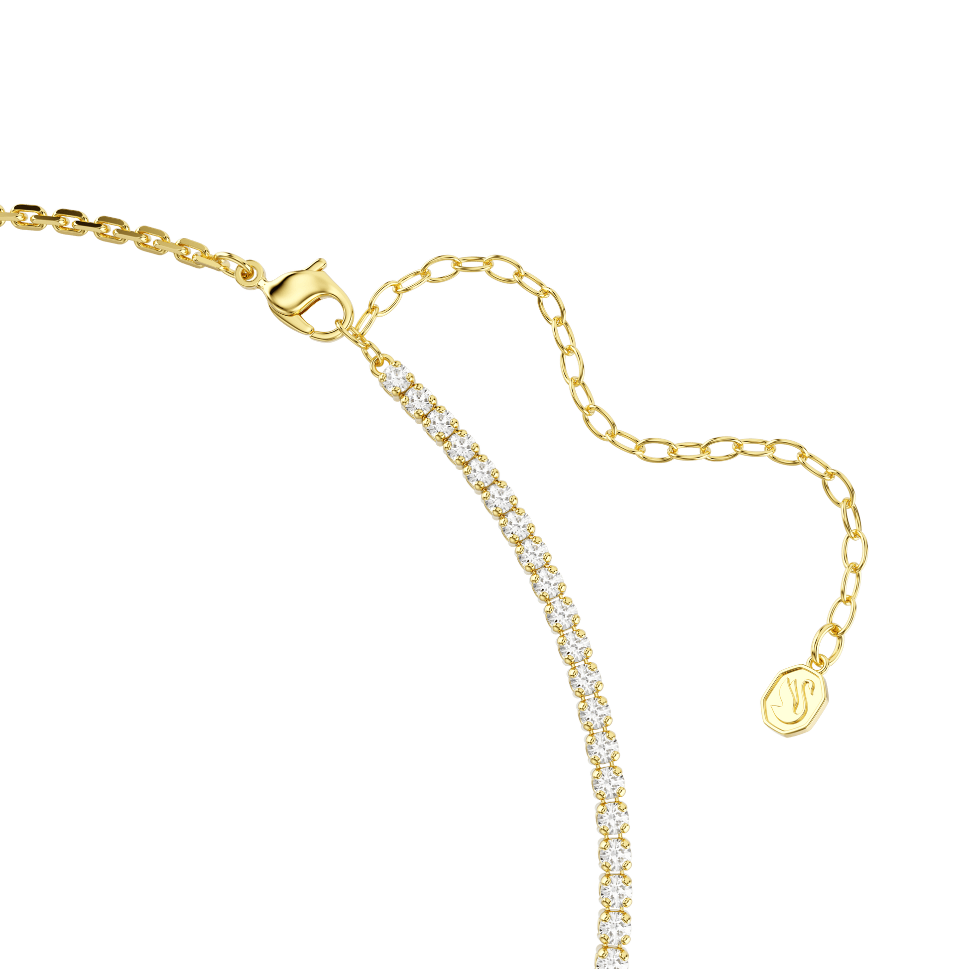 Matrix necklace, Round cut, White, 18K gold finish