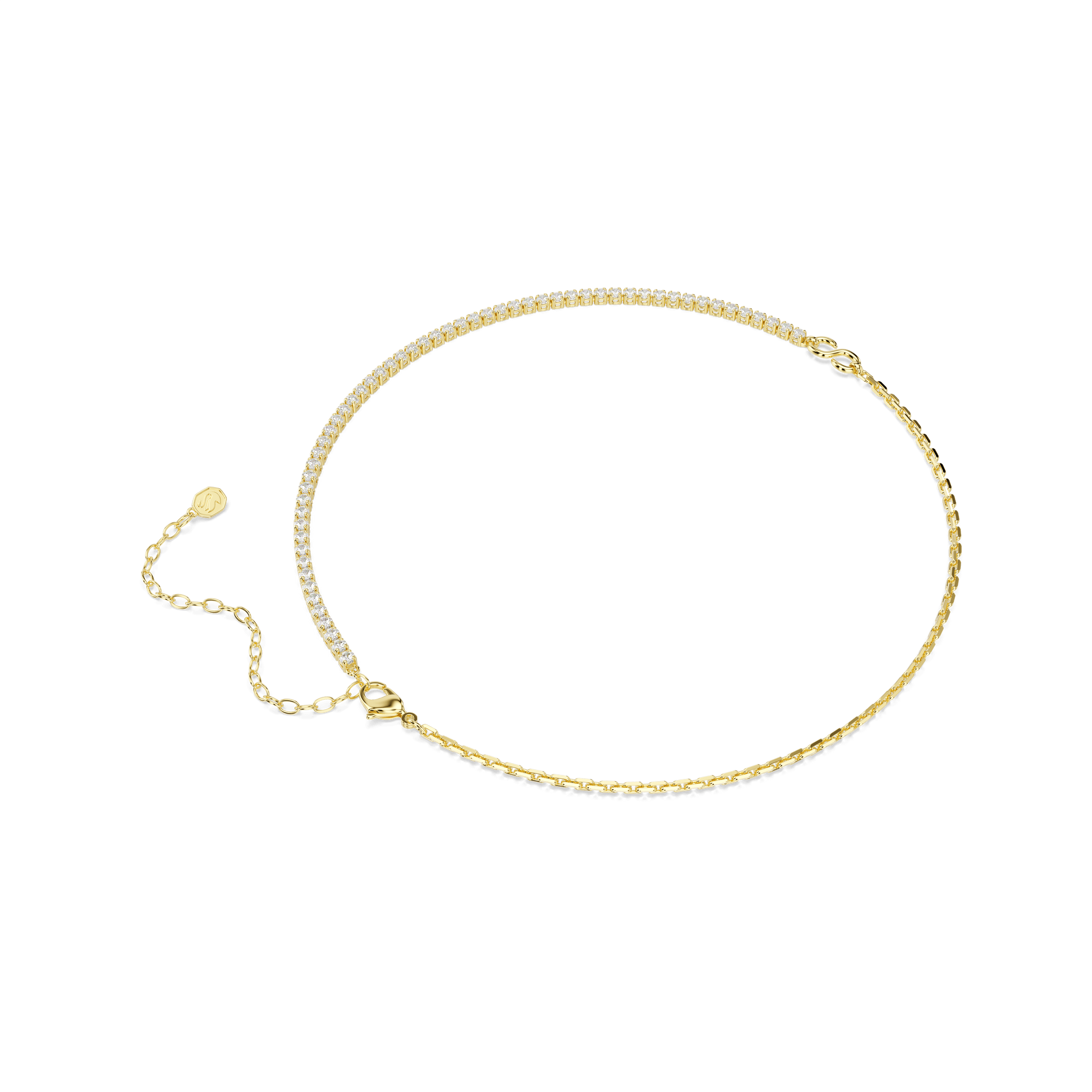 Matrix necklace, Round cut, White, 18K gold finish