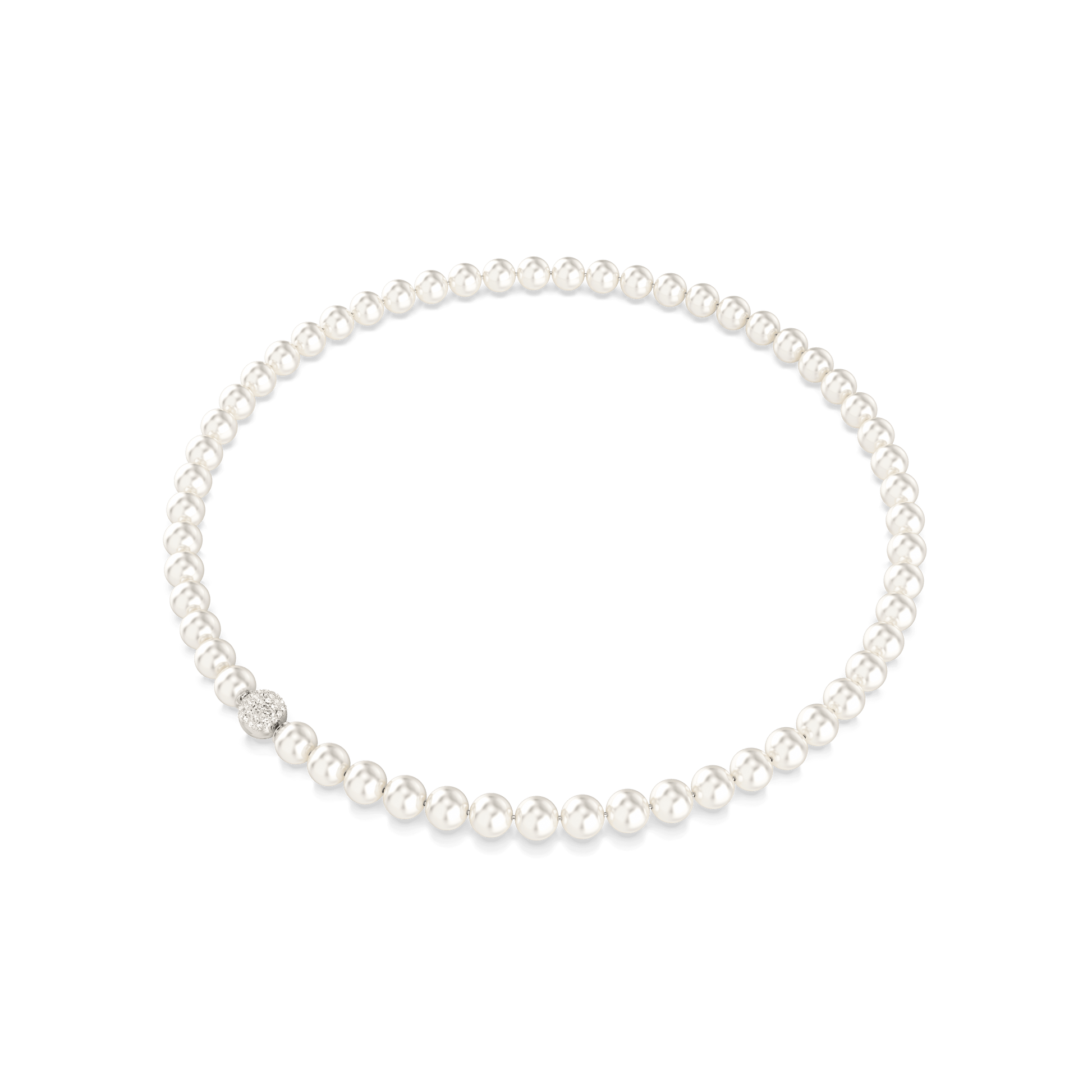 Matrix necklace, Crystal pearl, White, Rhodium plated