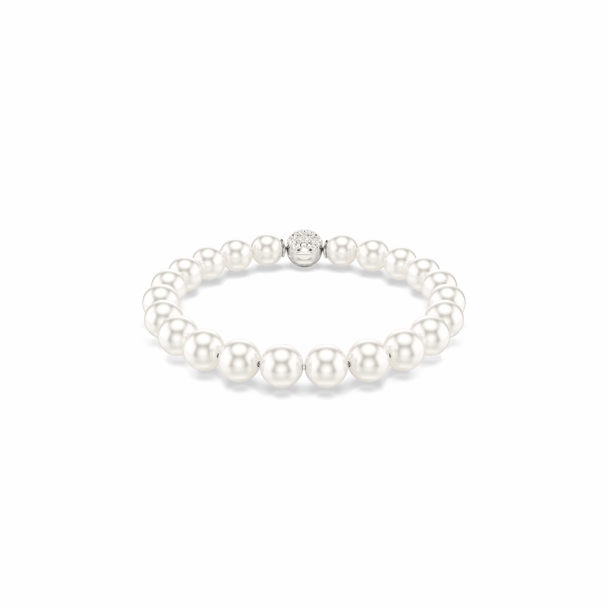 Matrix bracelet, Crystal pearl, White, Rhodium plated
