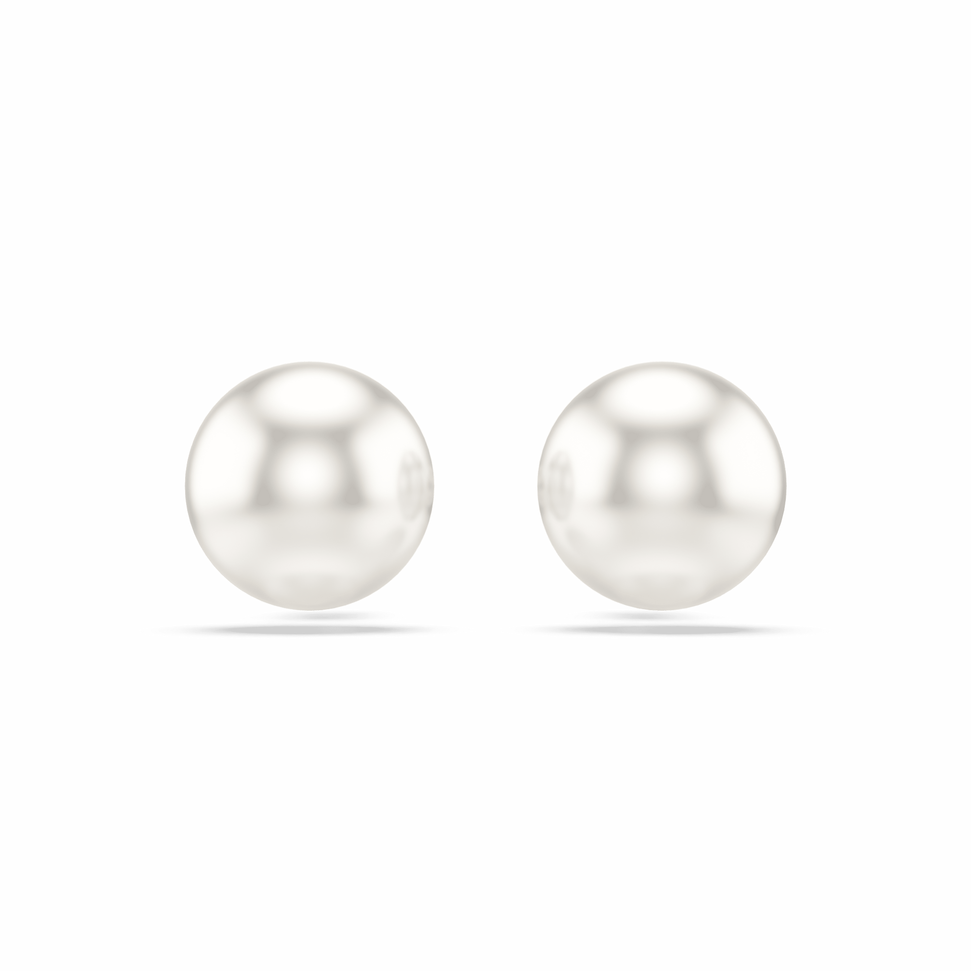 Matrix stud earrings, Crystal pearl, White, Rhodium plated
