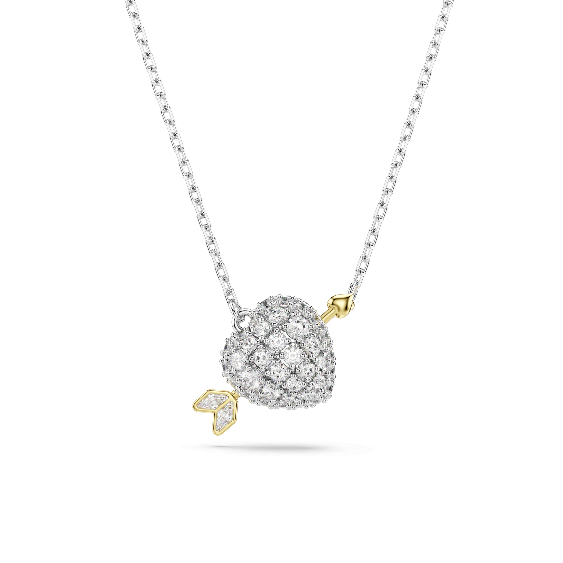 Idyllia pendant, Mixed cuts, Heart, White, Mixed metal finish