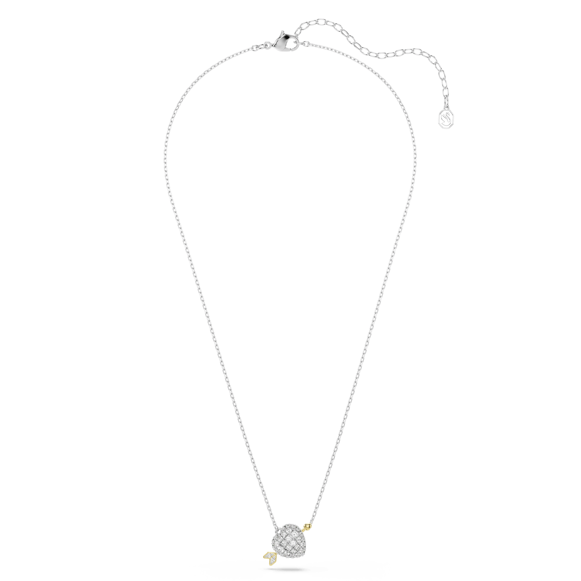Idyllia pendant, Mixed cuts, Heart, White, Mixed metal finish
