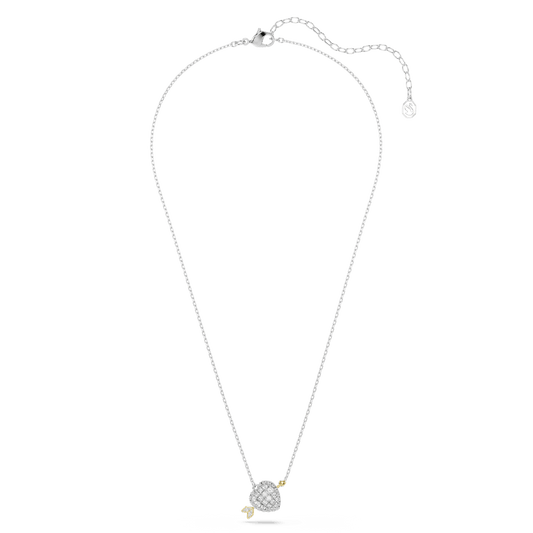 Idyllia pendant, Mixed cuts, Heart, White, Mixed metal finish