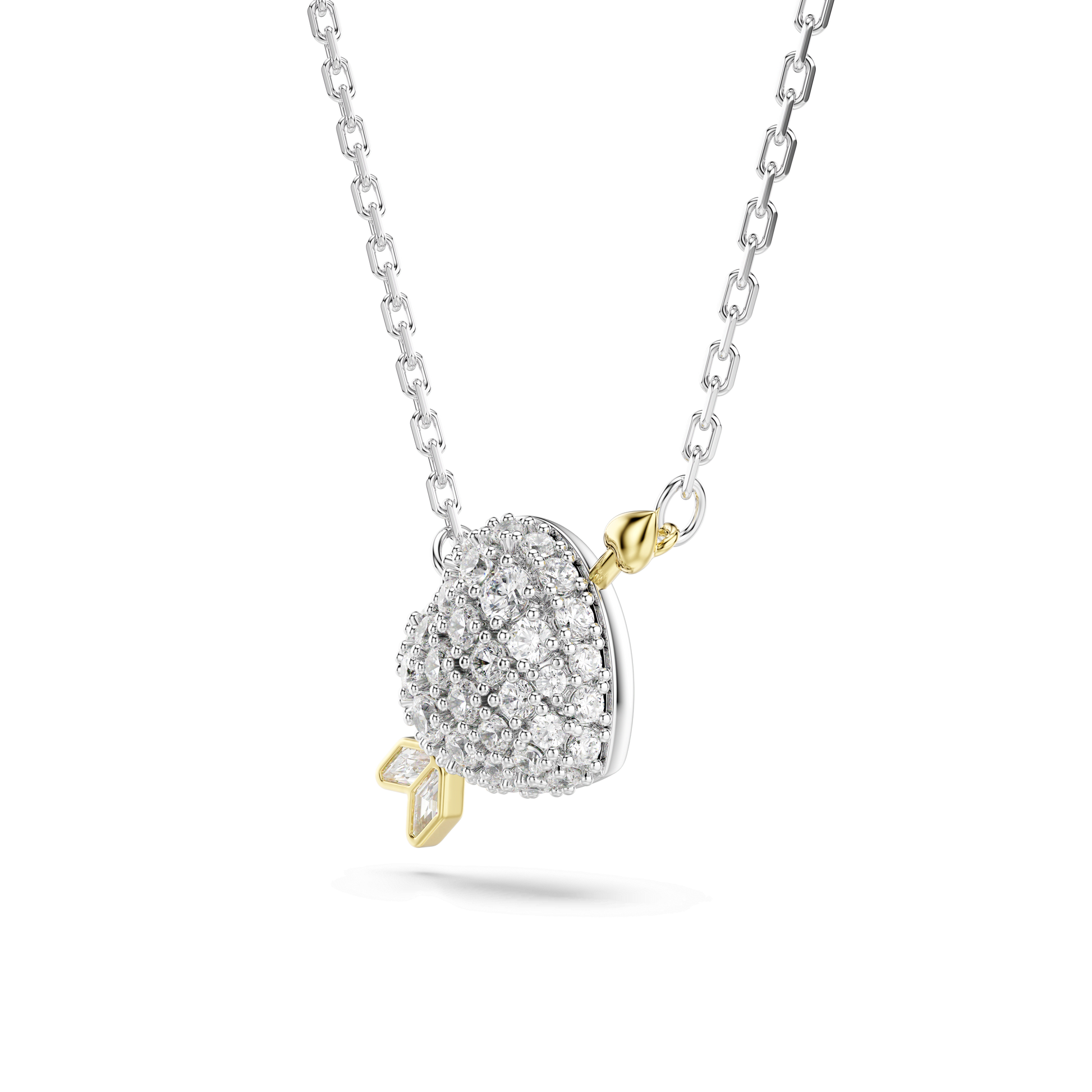 Idyllia pendant, Mixed cuts, Heart, White, Mixed metal finish