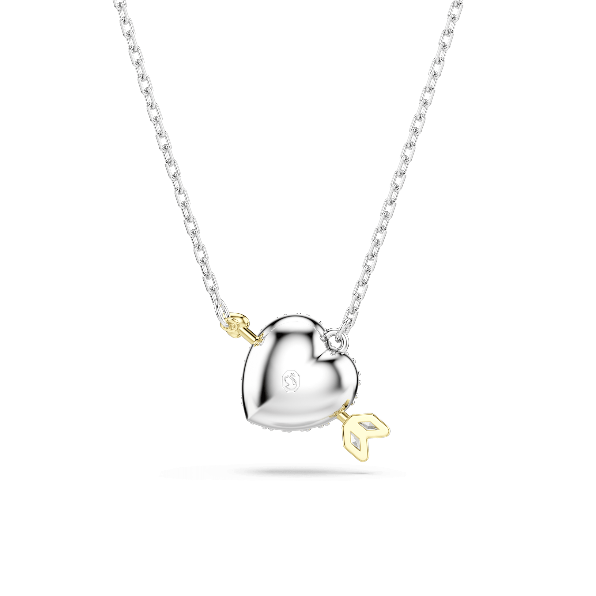 Idyllia pendant, Mixed cuts, Heart, White, Mixed metal finish