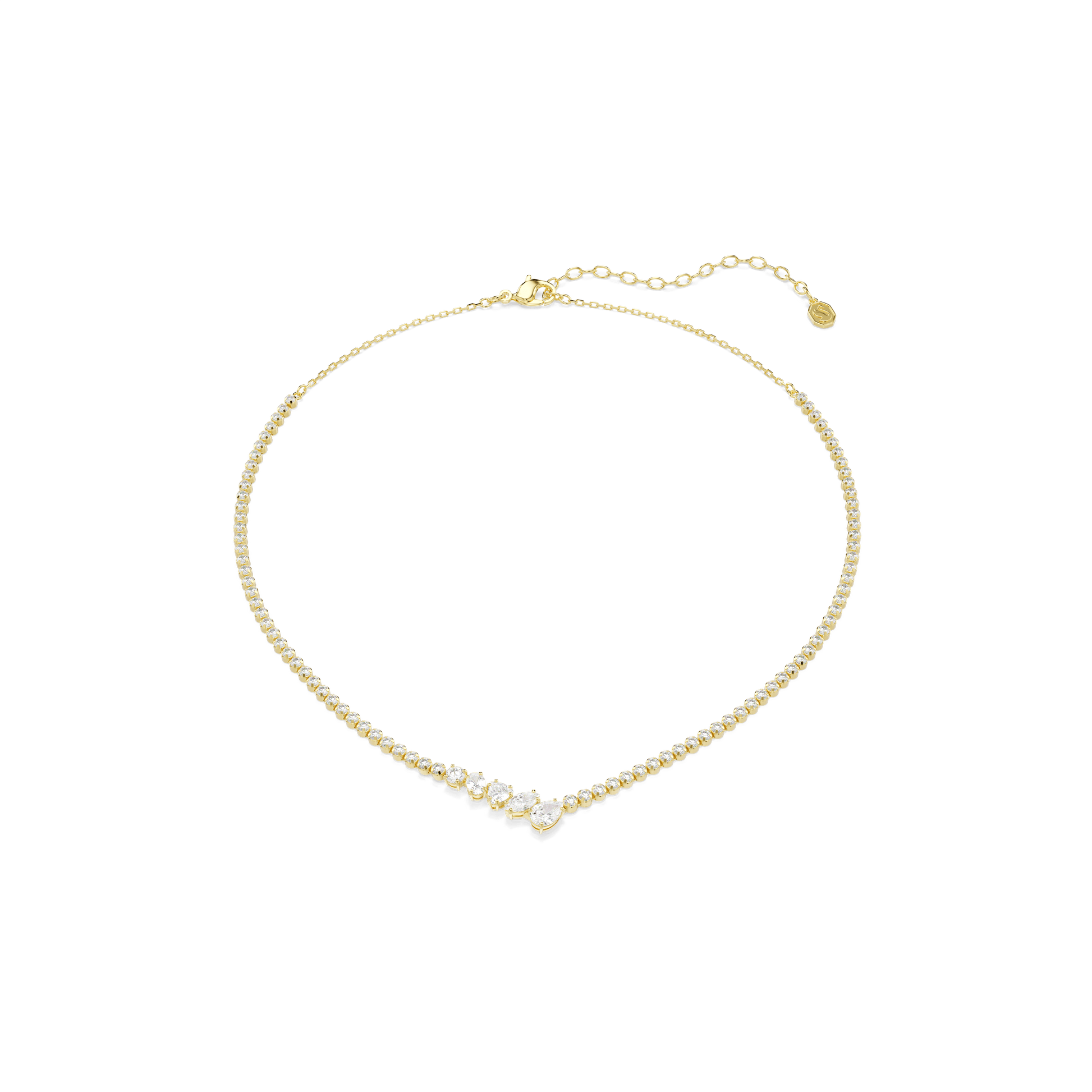 Mesmera necklace, Mixed cuts, White, 18K gold finish