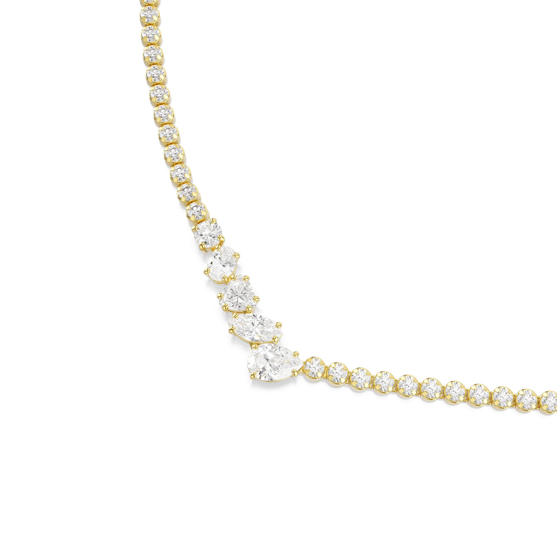 Mesmera necklace, Mixed cuts, White, 18K gold finish