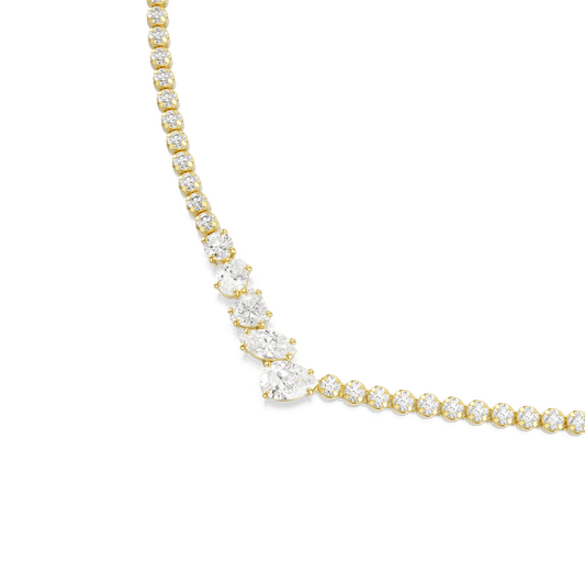 Mesmera necklace, Mixed cuts, White, 18K gold finish