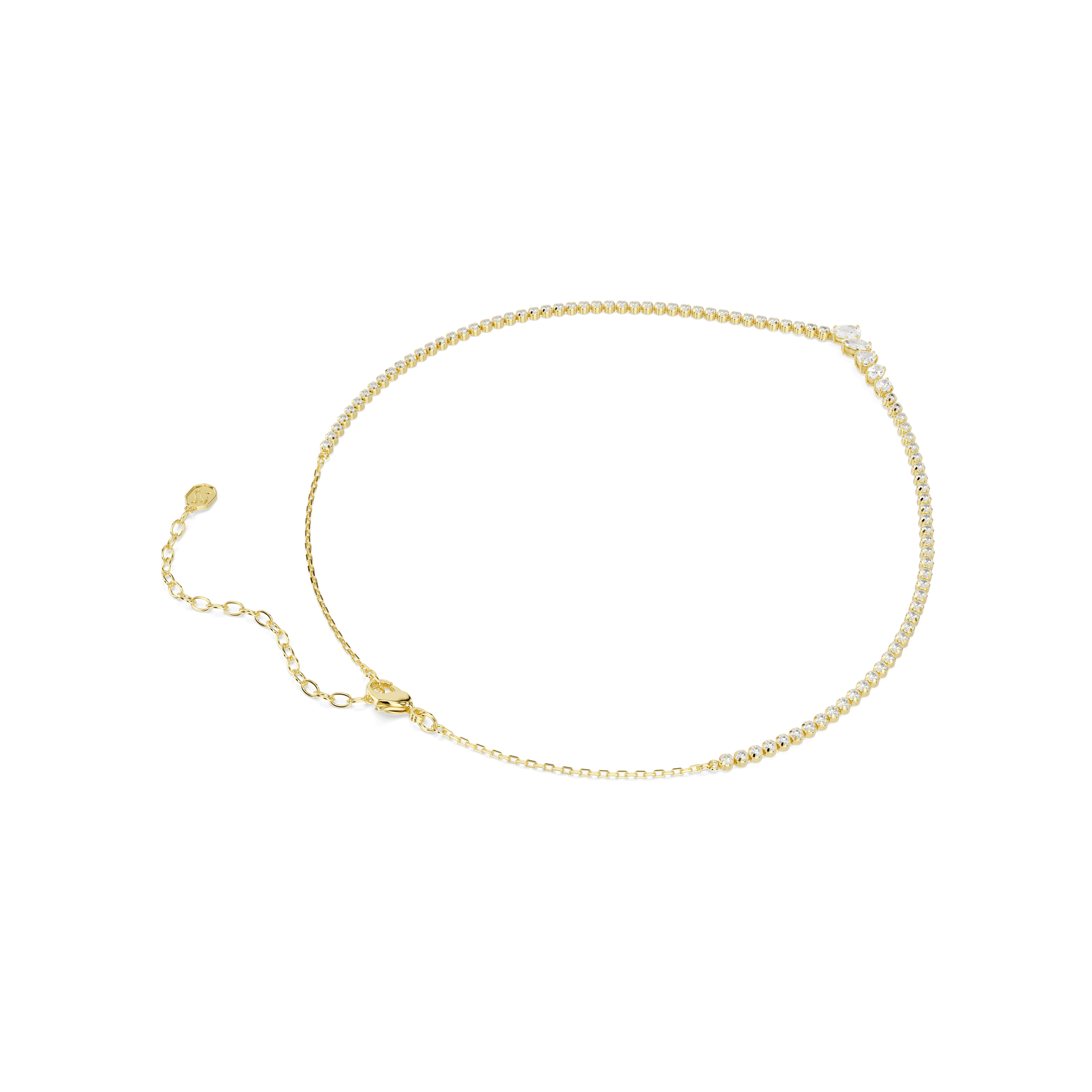 Mesmera necklace, Mixed cuts, White, 18K gold finish