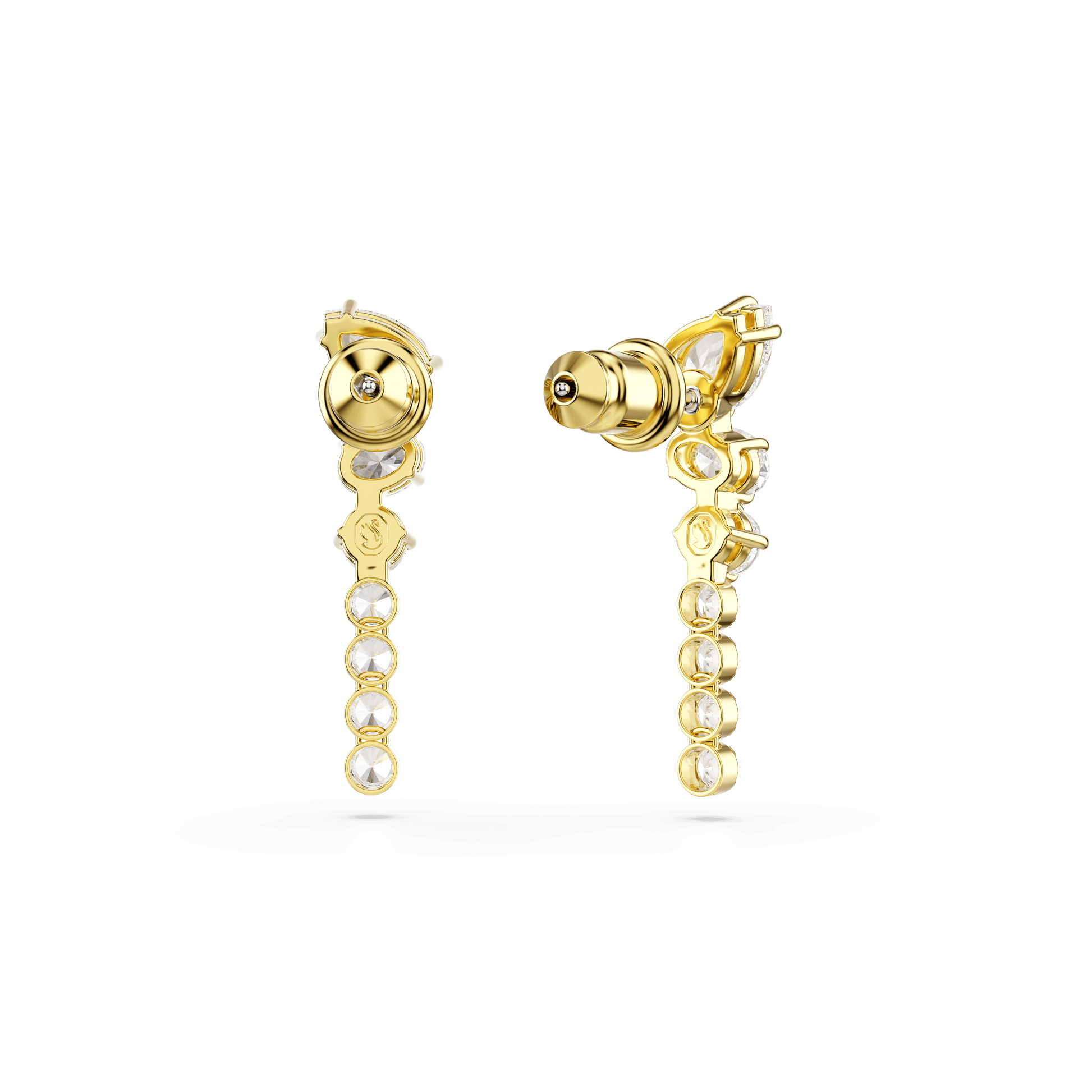 Mesmera drop earrings, Mixed cuts, White, 18K gold finish