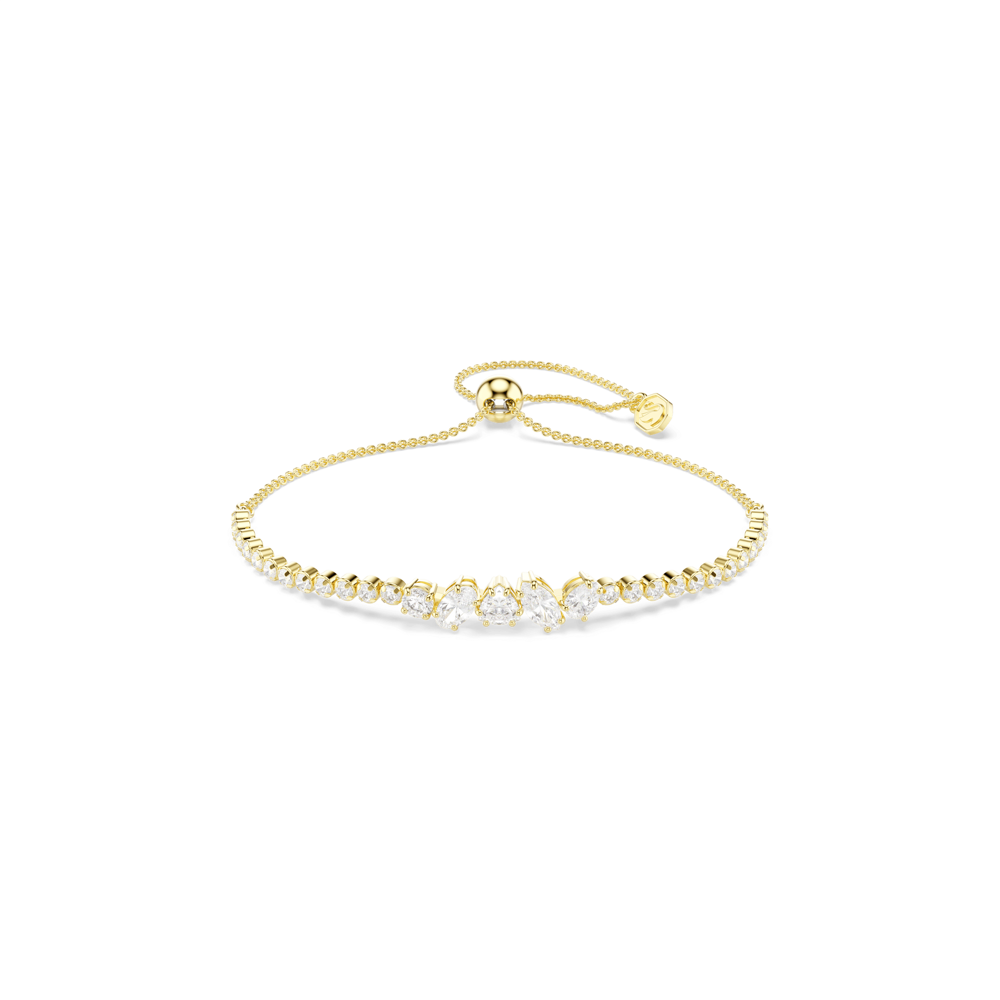 Mesmera bracelet, Mixed cuts, White, 18K gold finish