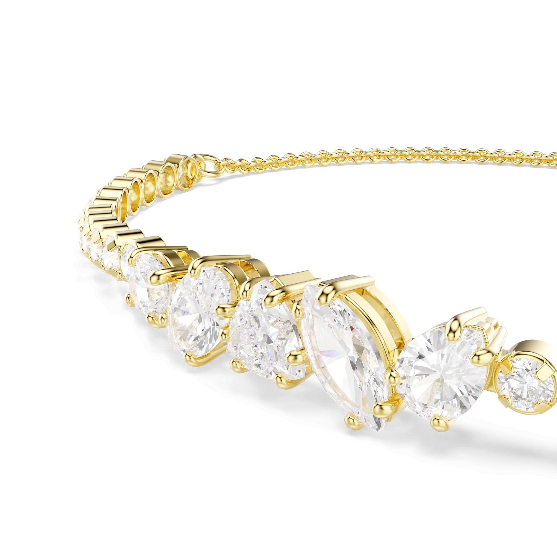 Mesmera bracelet, Mixed cuts, White, 18K gold finish
