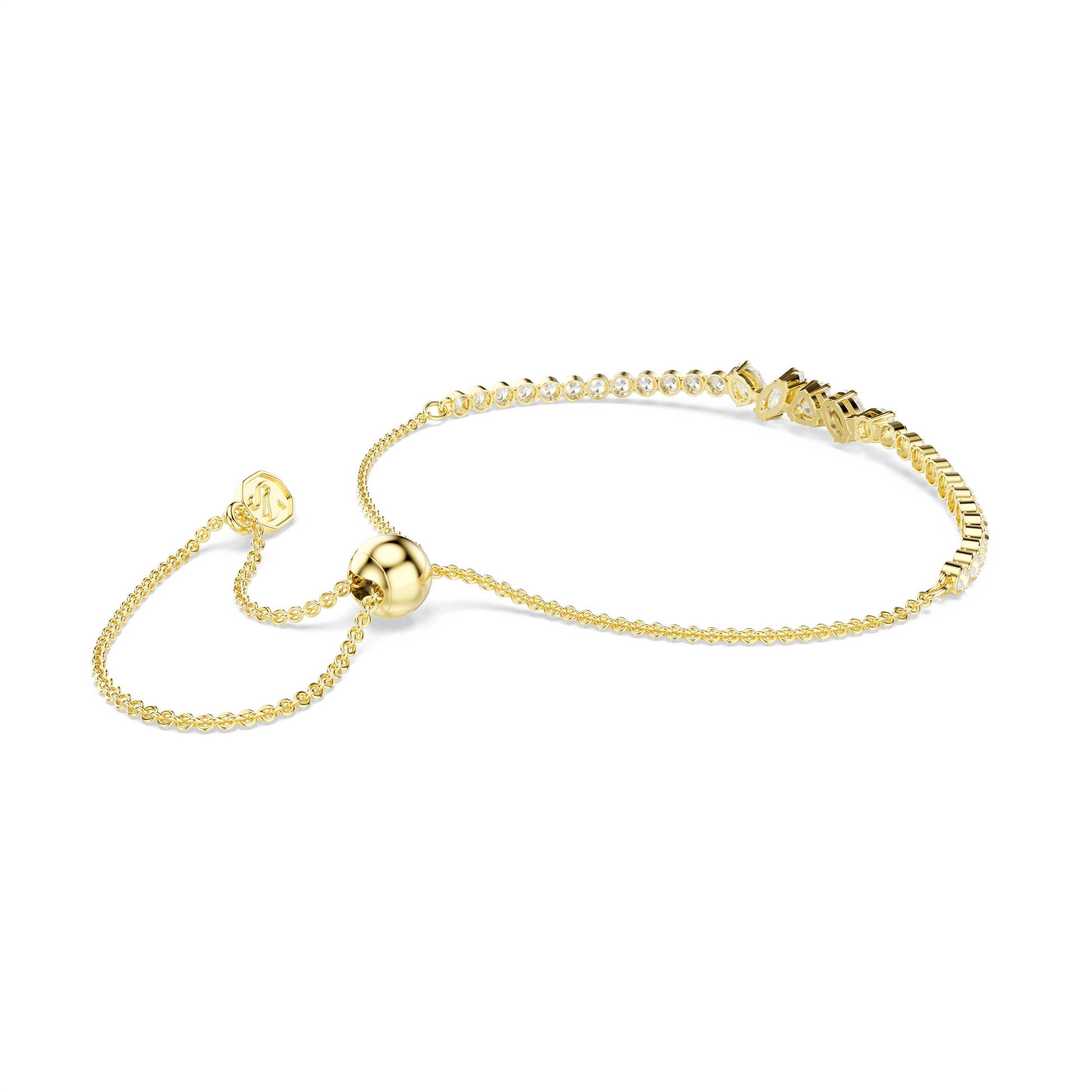 Mesmera bracelet, Mixed cuts, White, 18K gold finish