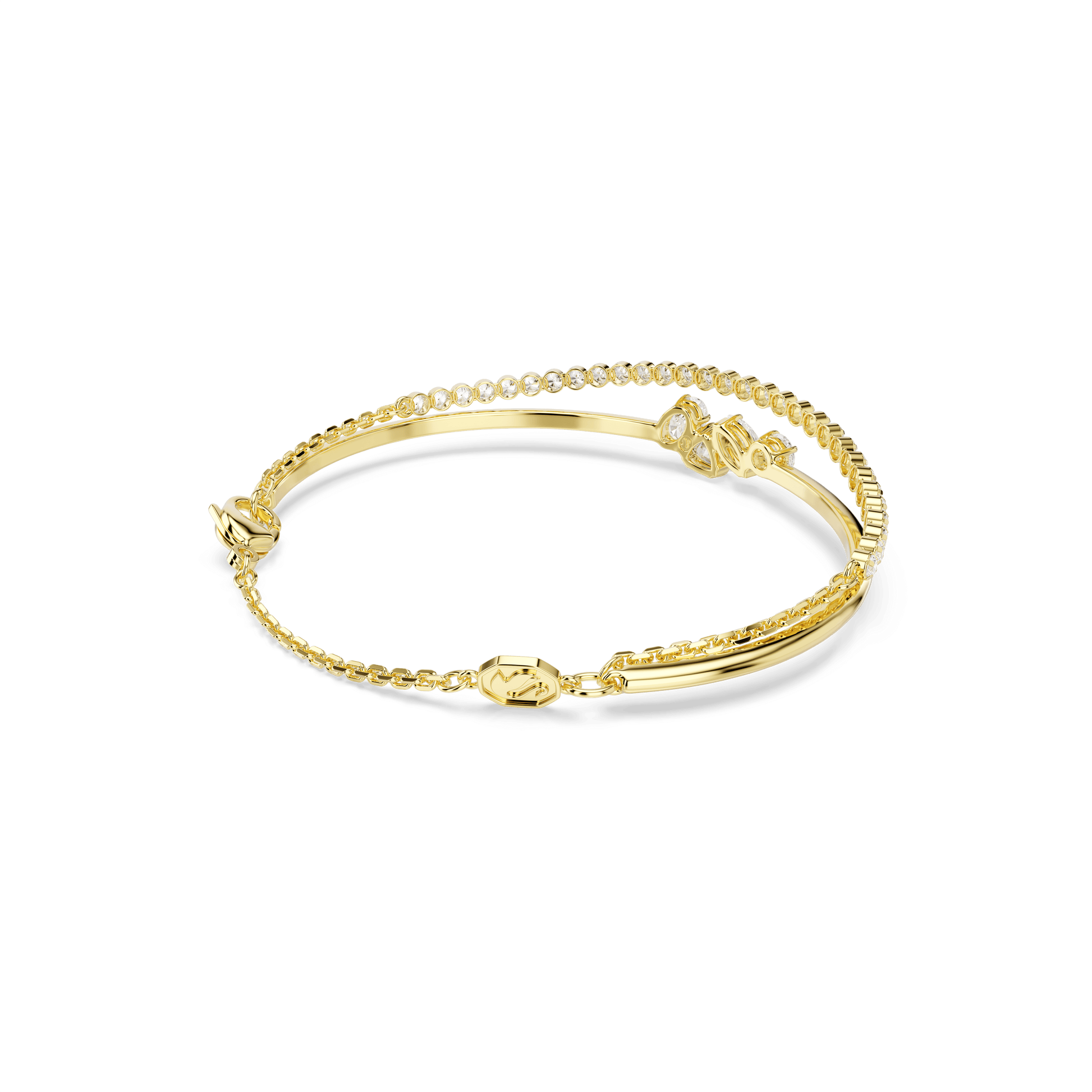 Mesmera bracelet, Mixed cuts, White, 18K gold finish