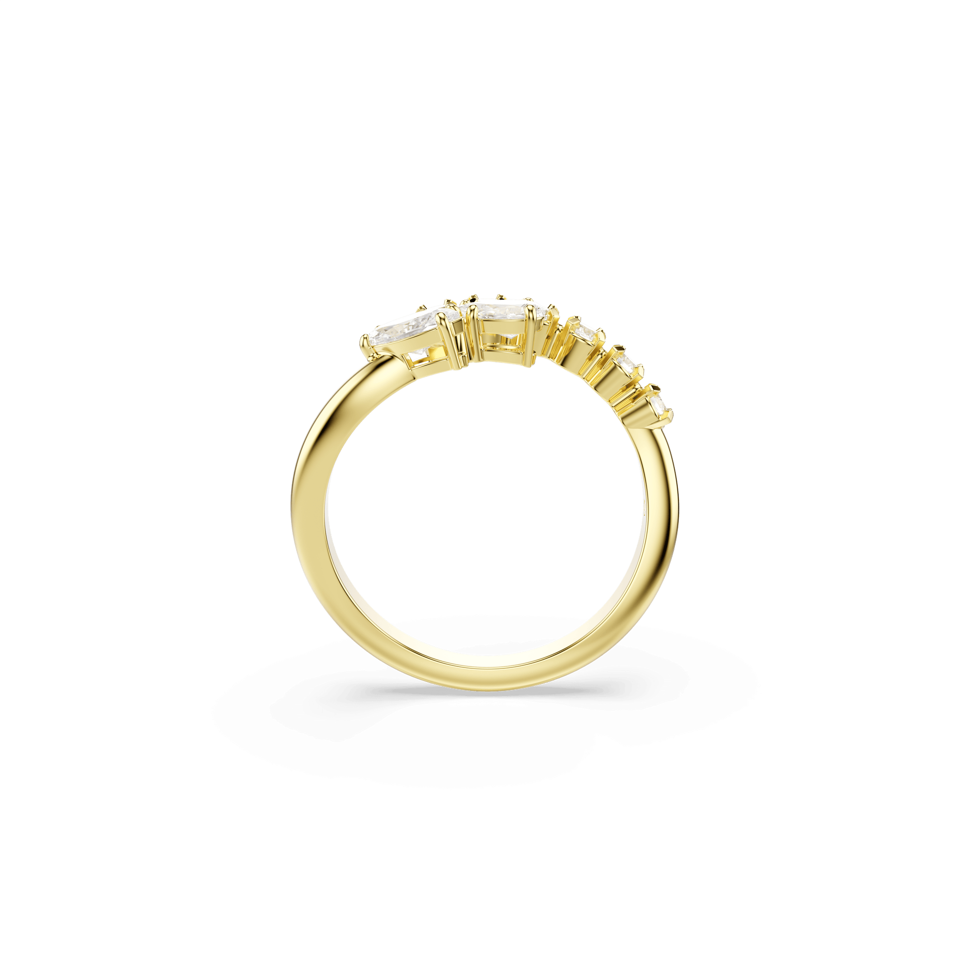 Mesmera open ring, Mixed cuts, White, 18K gold finish