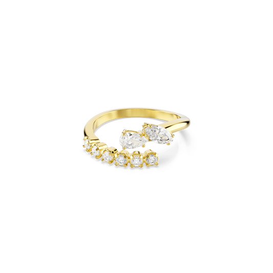 Mesmera open ring, Mixed cuts, White, 18K gold finish
