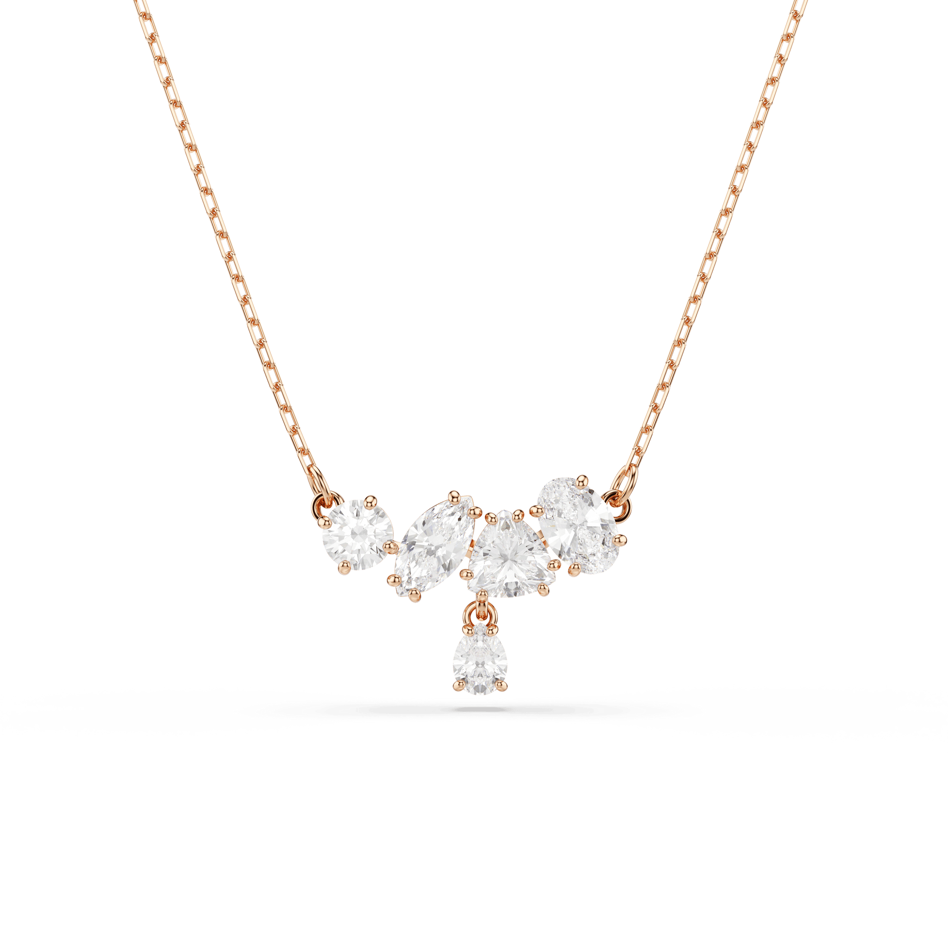 Mesmera necklace, Mixed cuts, White, 18K rose gold finish