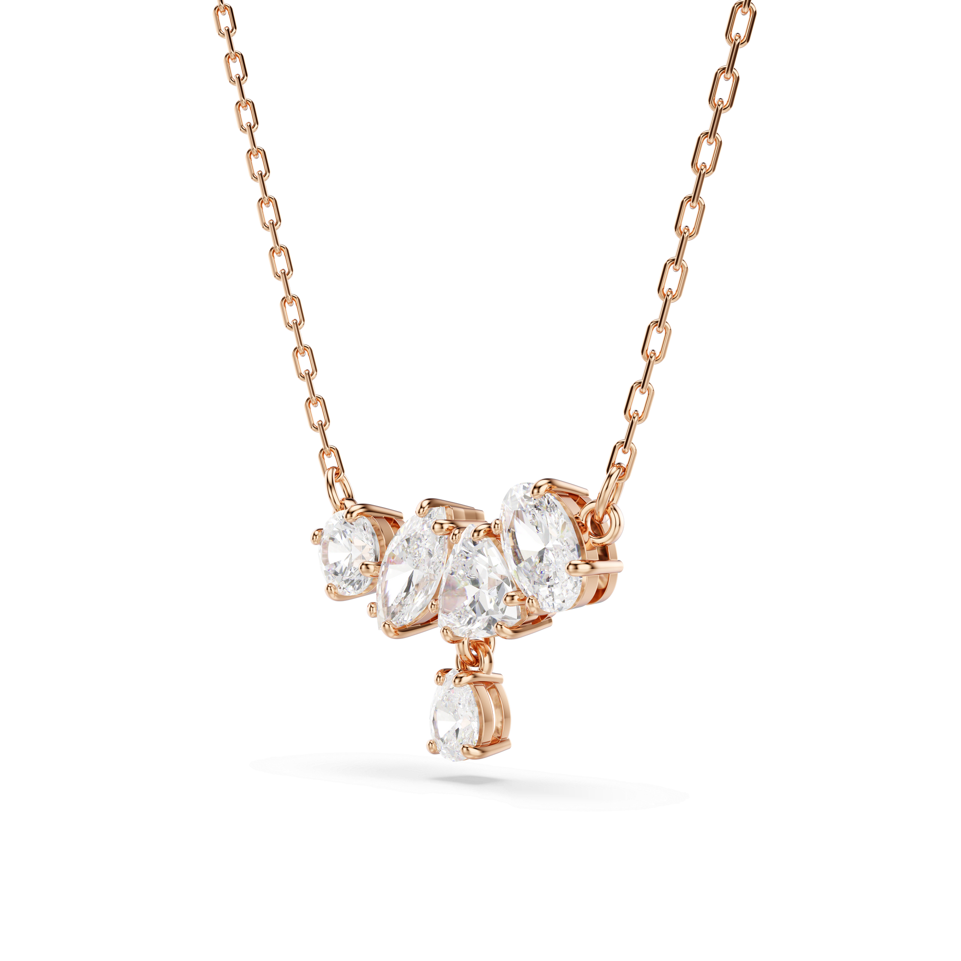 Mesmera necklace, Mixed cuts, White, 18K rose gold finish