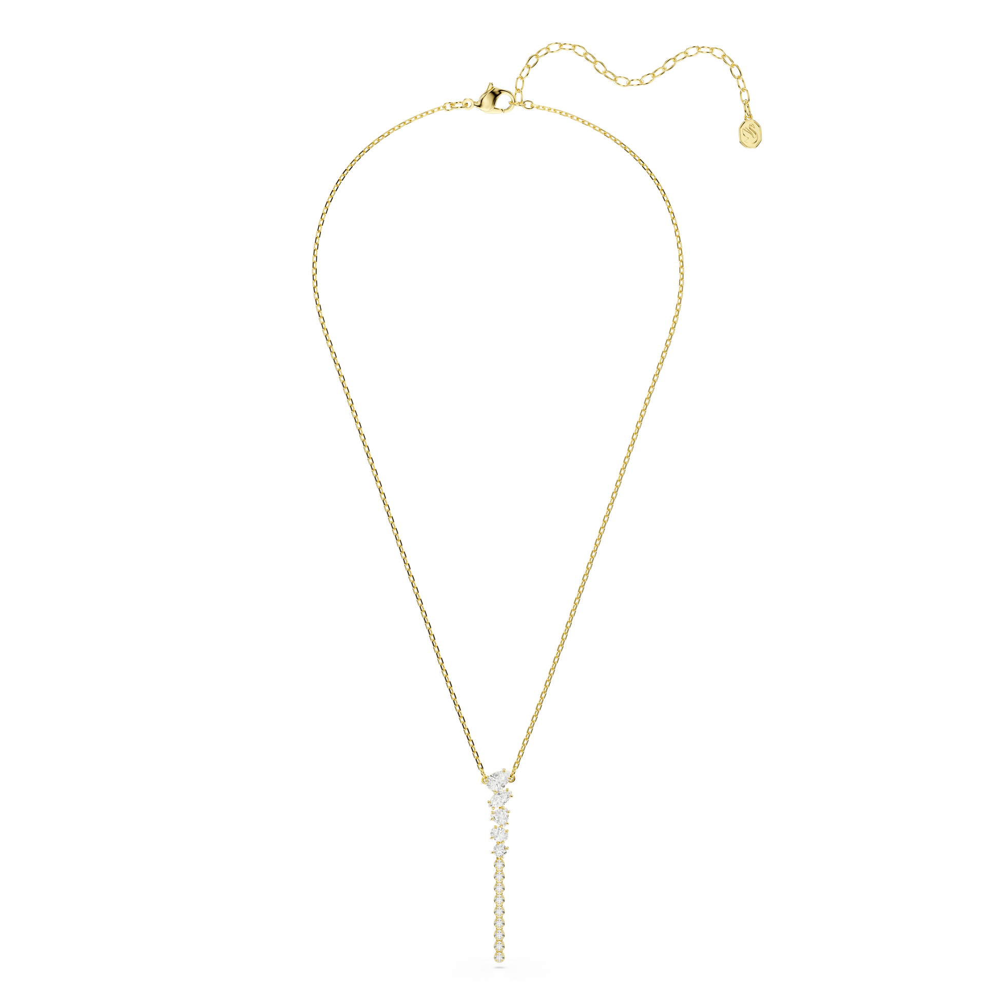 Mesmera Y necklace, Mixed cuts, White, 18K gold finish
