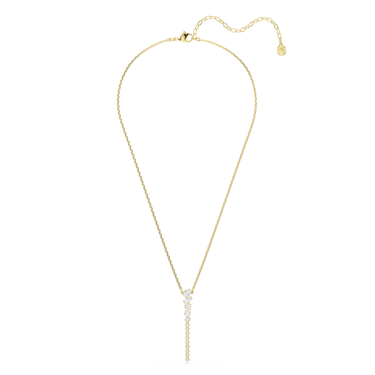 Mesmera Y necklace, Mixed cuts, White, 18K gold finish