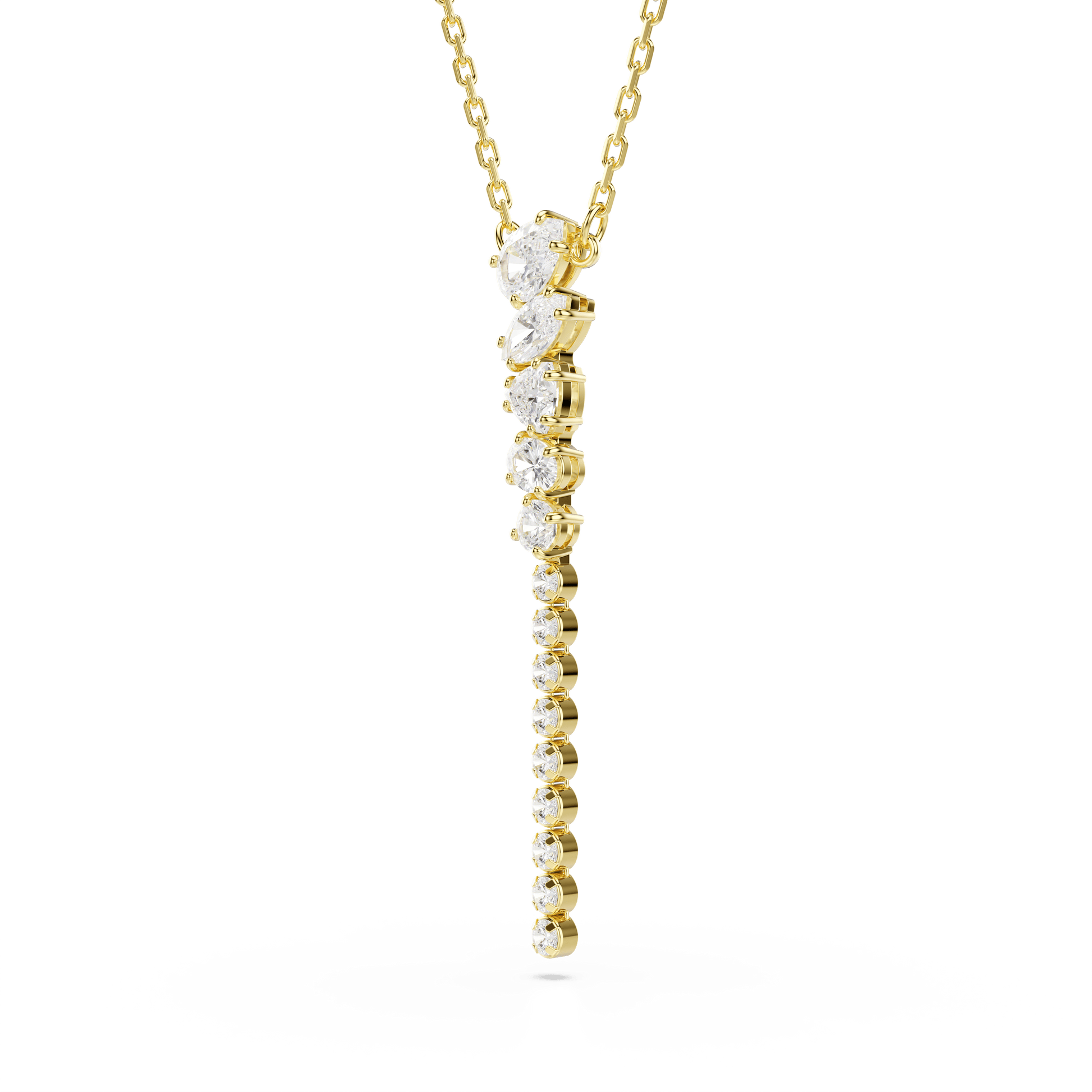 Mesmera Y necklace, Mixed cuts, White, 18K gold finish