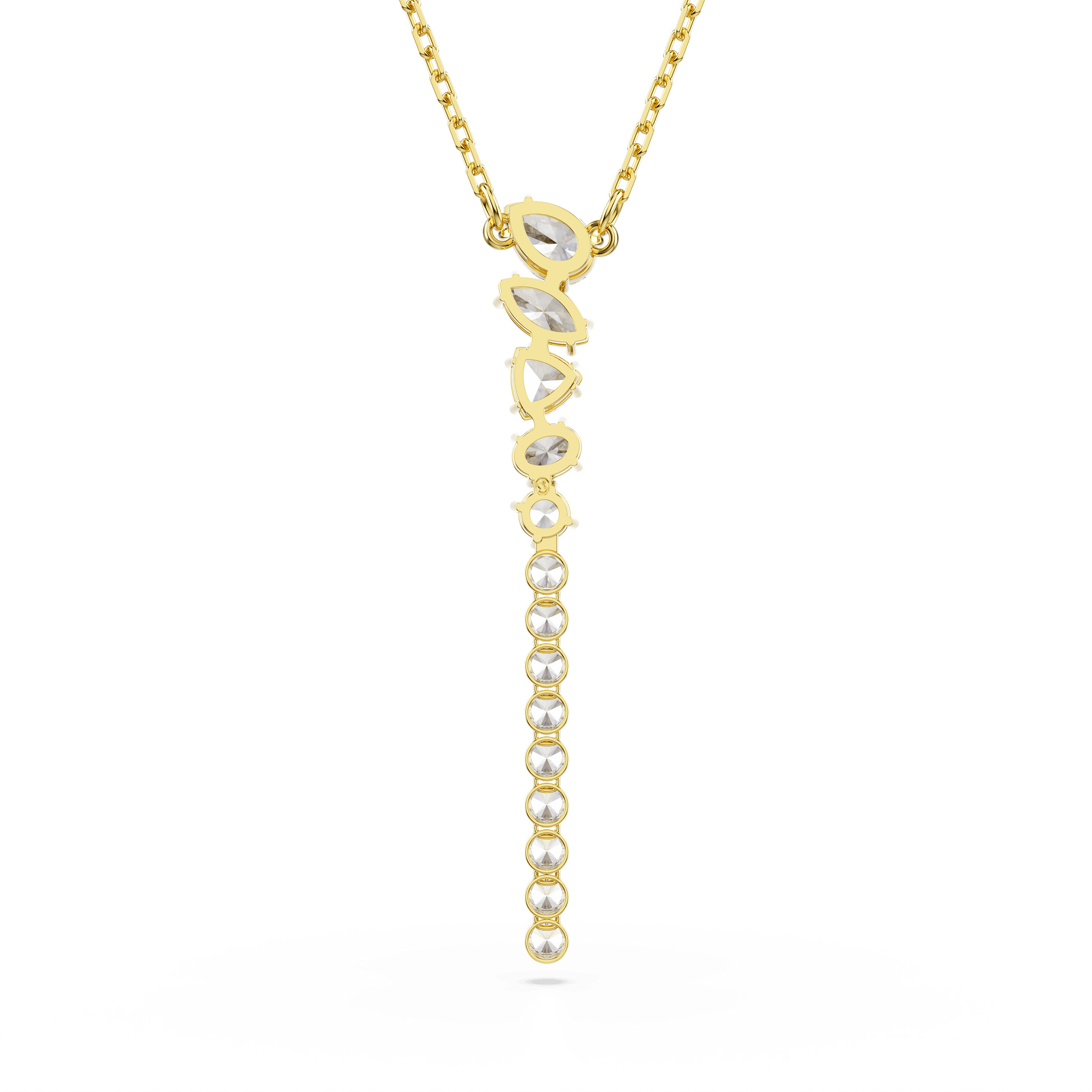 Mesmera Y necklace, Mixed cuts, White, 18K gold finish