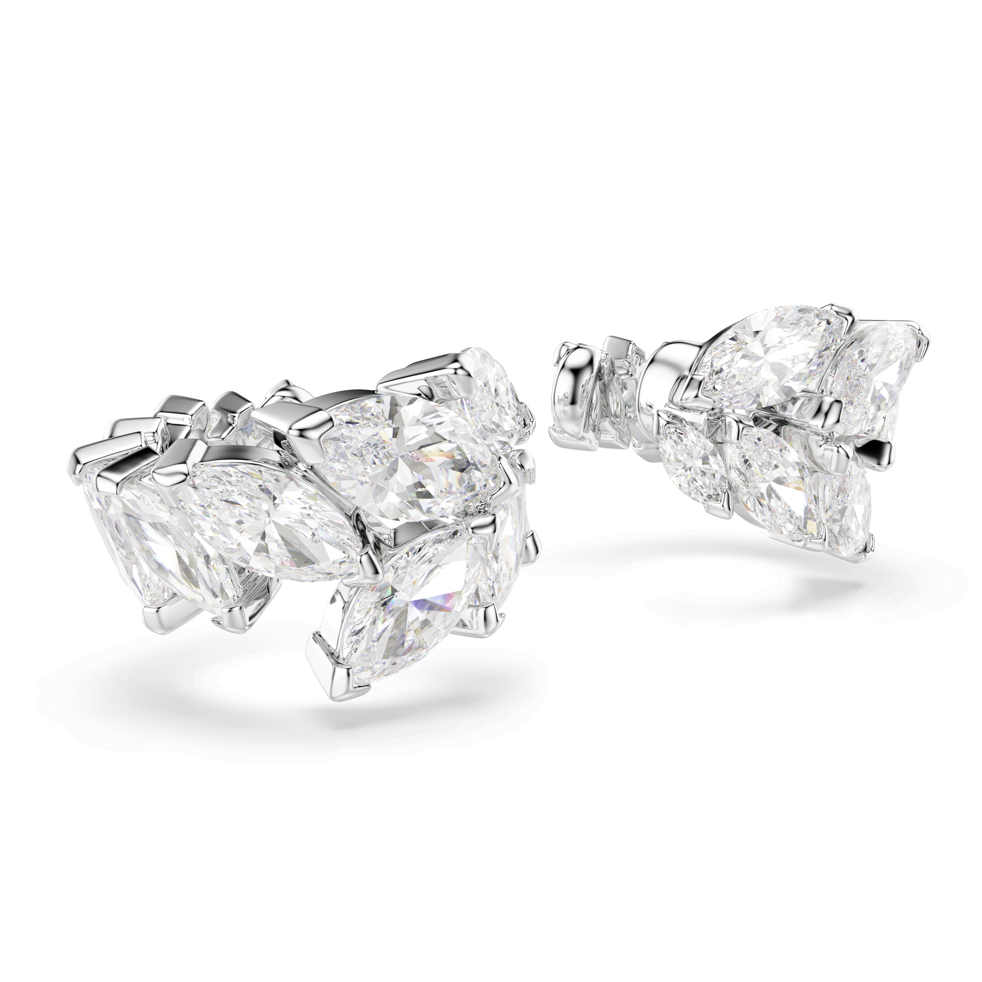 Mesmera ear cuffs, Marquise cut, White, Rhodium plated