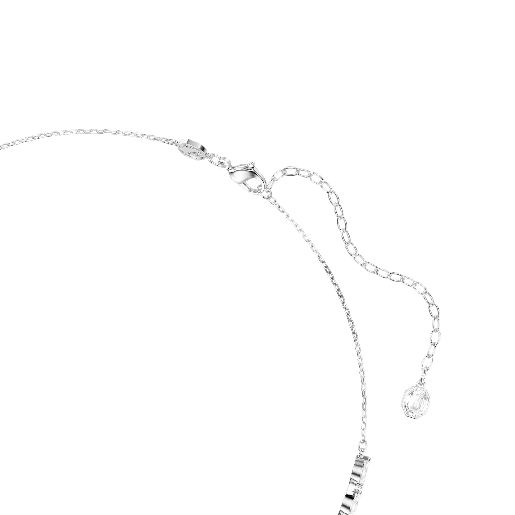 Mesmera necklace, Marquise cut, White, Rhodium plated
