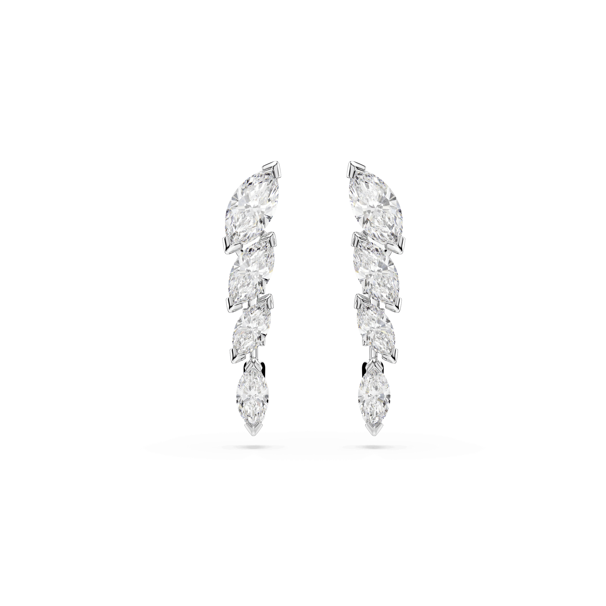 Mesmera earrings, Marquise cut, White, Rhodium plated