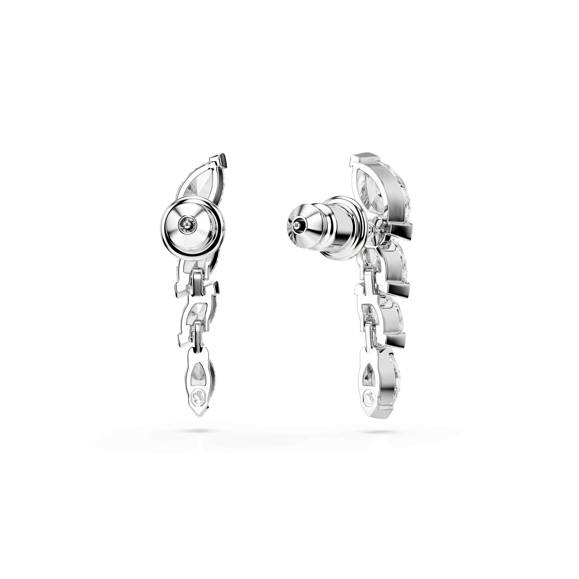 Mesmera earrings, Marquise cut, White, Rhodium plated