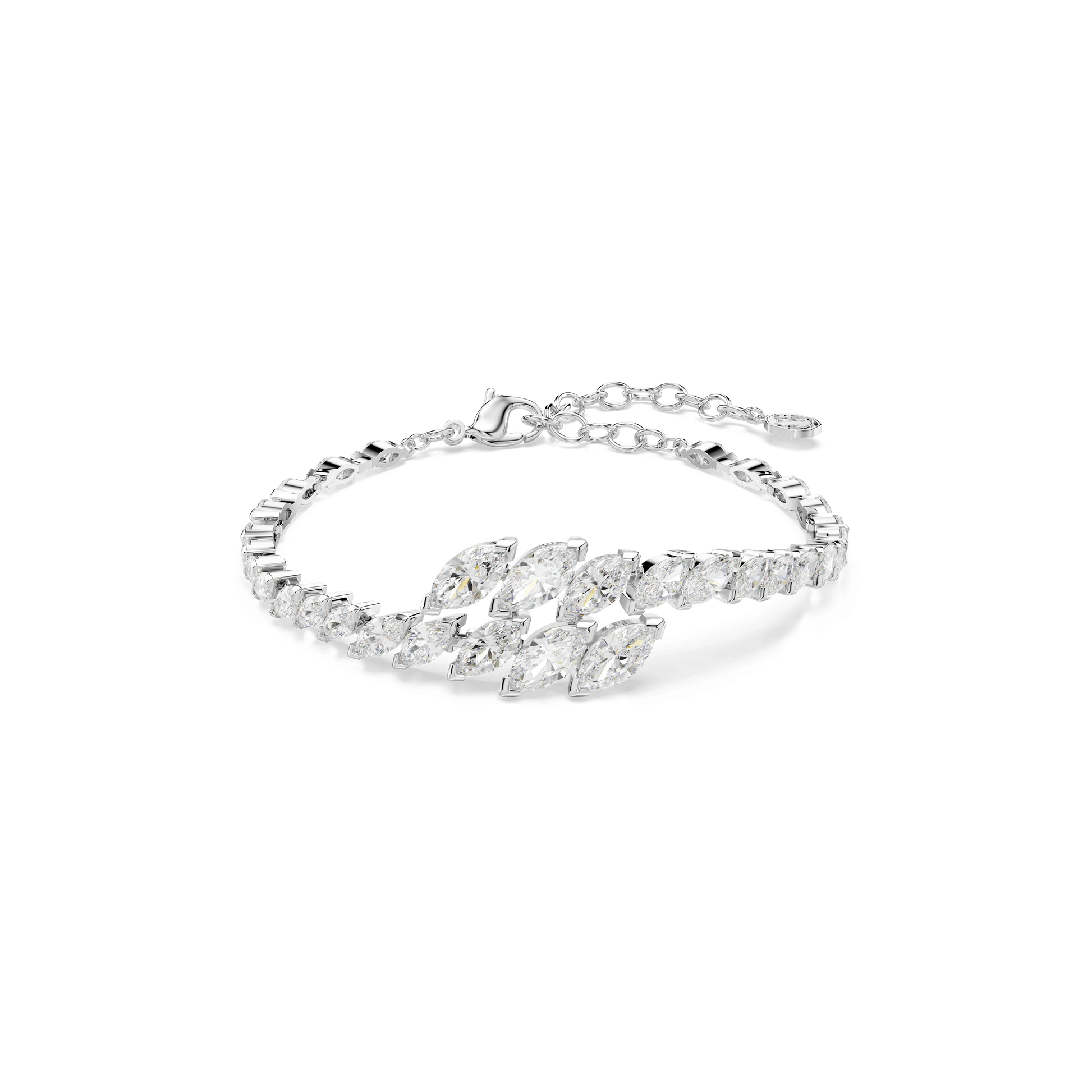 Mesmera bracelet, Marquise cut, White, Rhodium plated