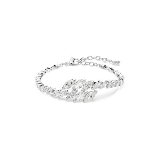 Mesmera bracelet, Marquise cut, White, Rhodium plated