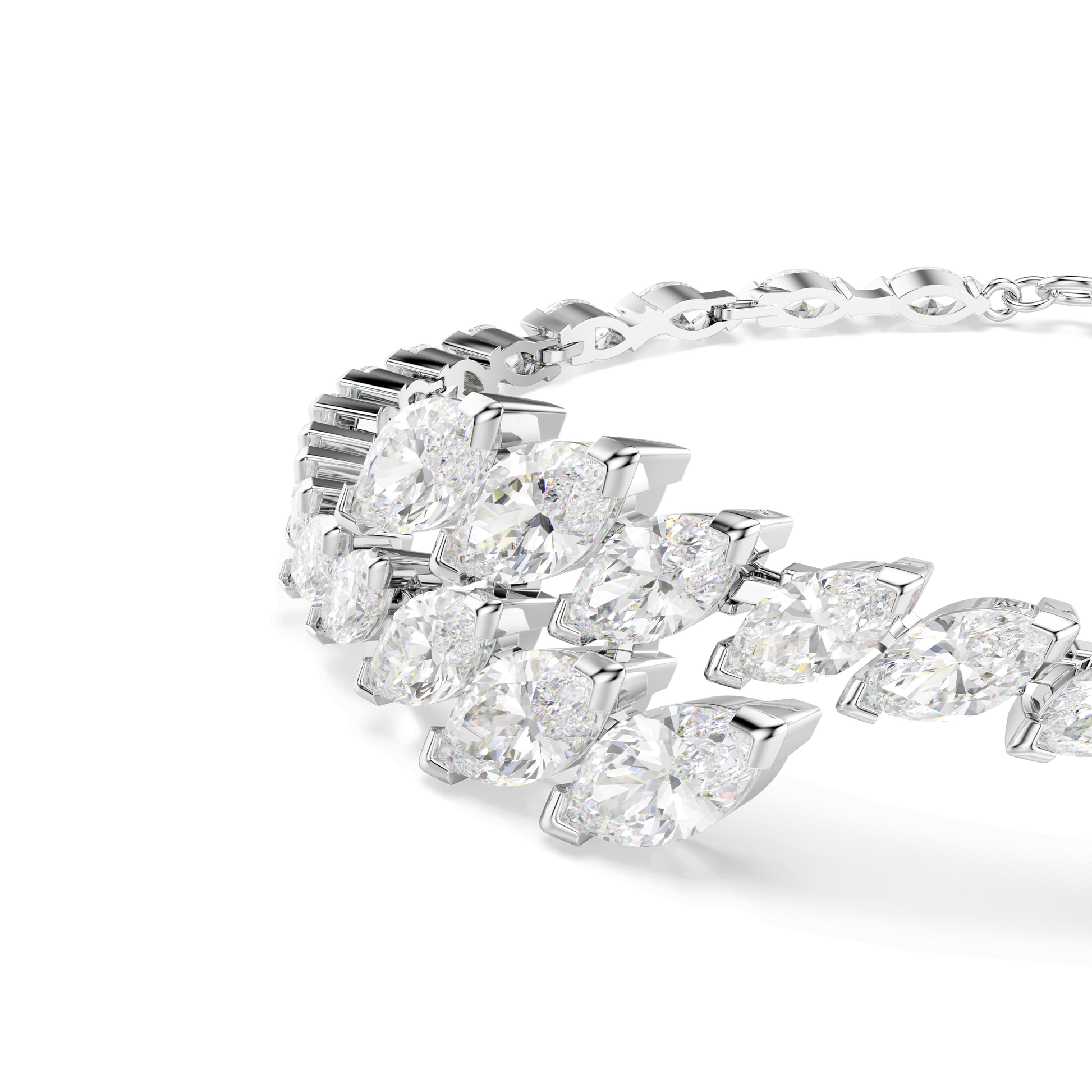 Mesmera bracelet, Marquise cut, White, Rhodium plated