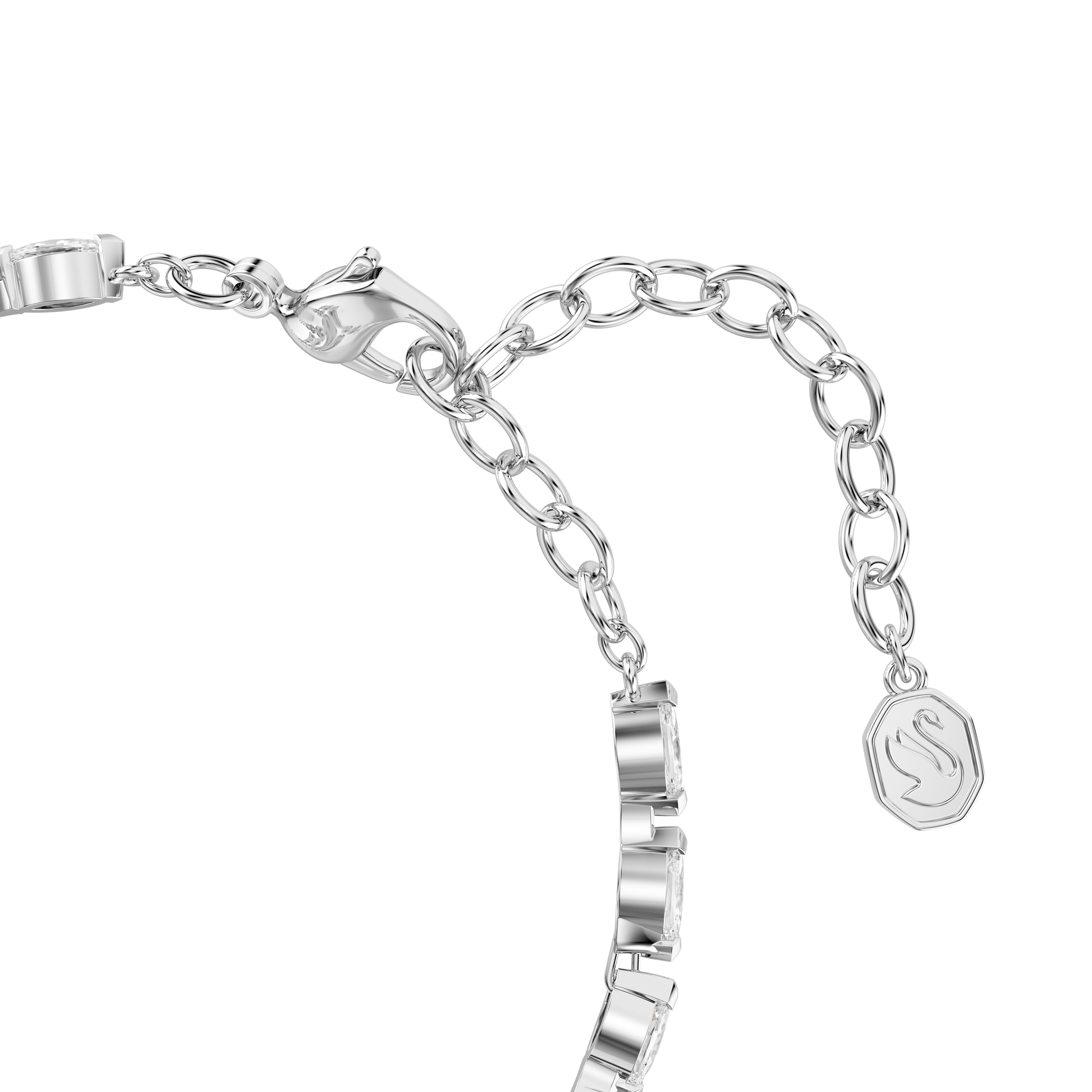 Mesmera bracelet, Marquise cut, White, Rhodium plated